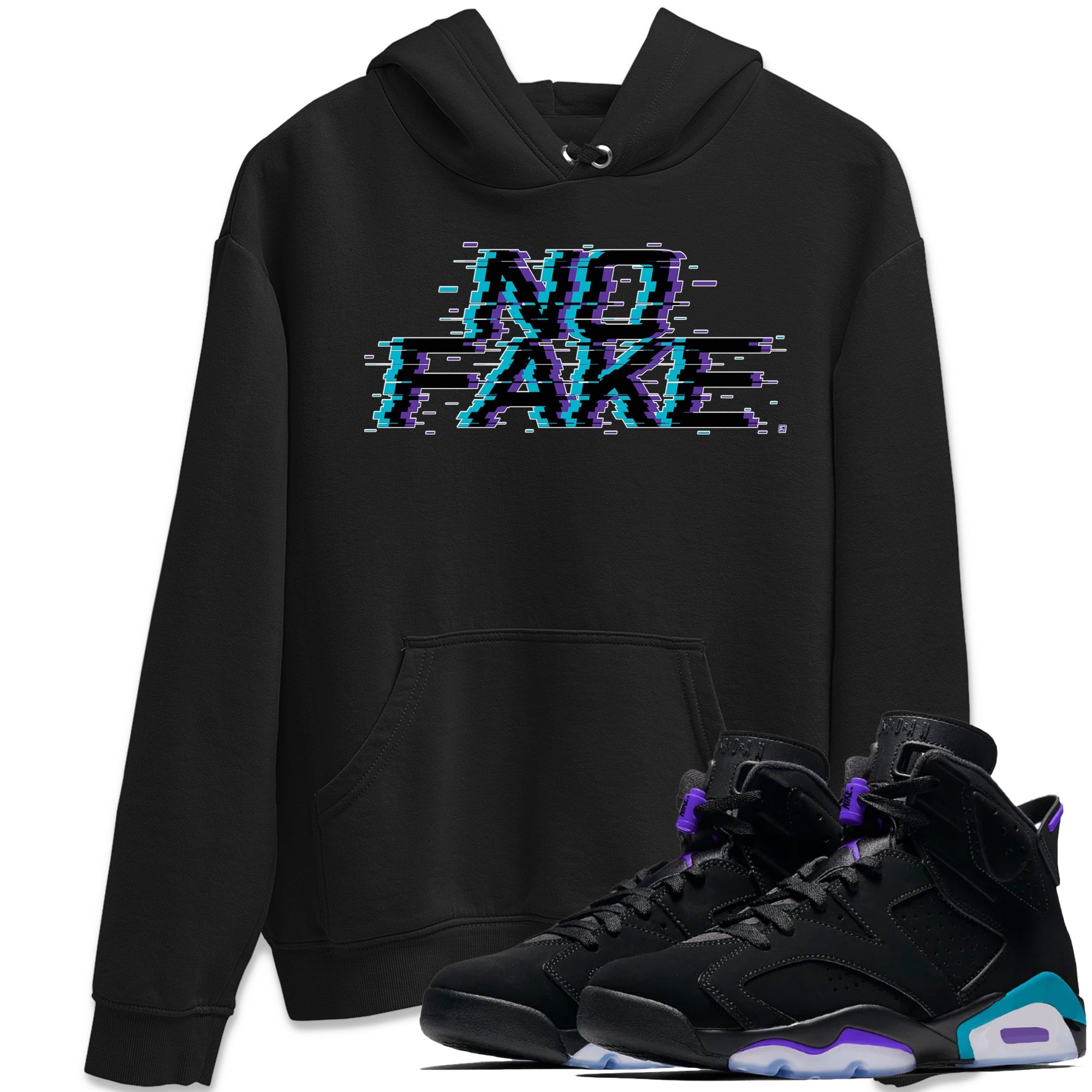 No Fake Glitch snkmatch Tee - Air Jordan 6 Aqua