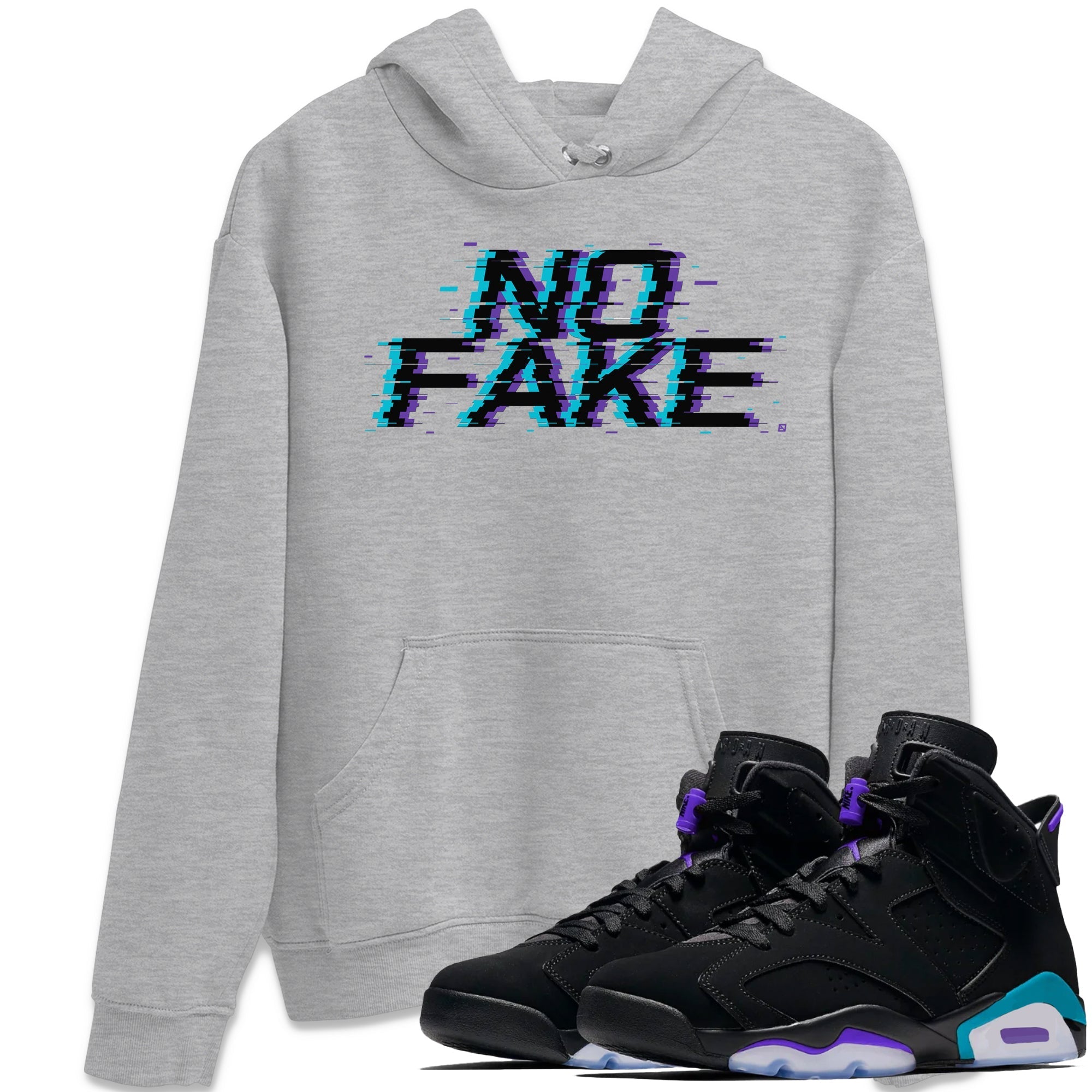 No Fake Glitch snkmatch Tee - Air Jordan 6 Aqua