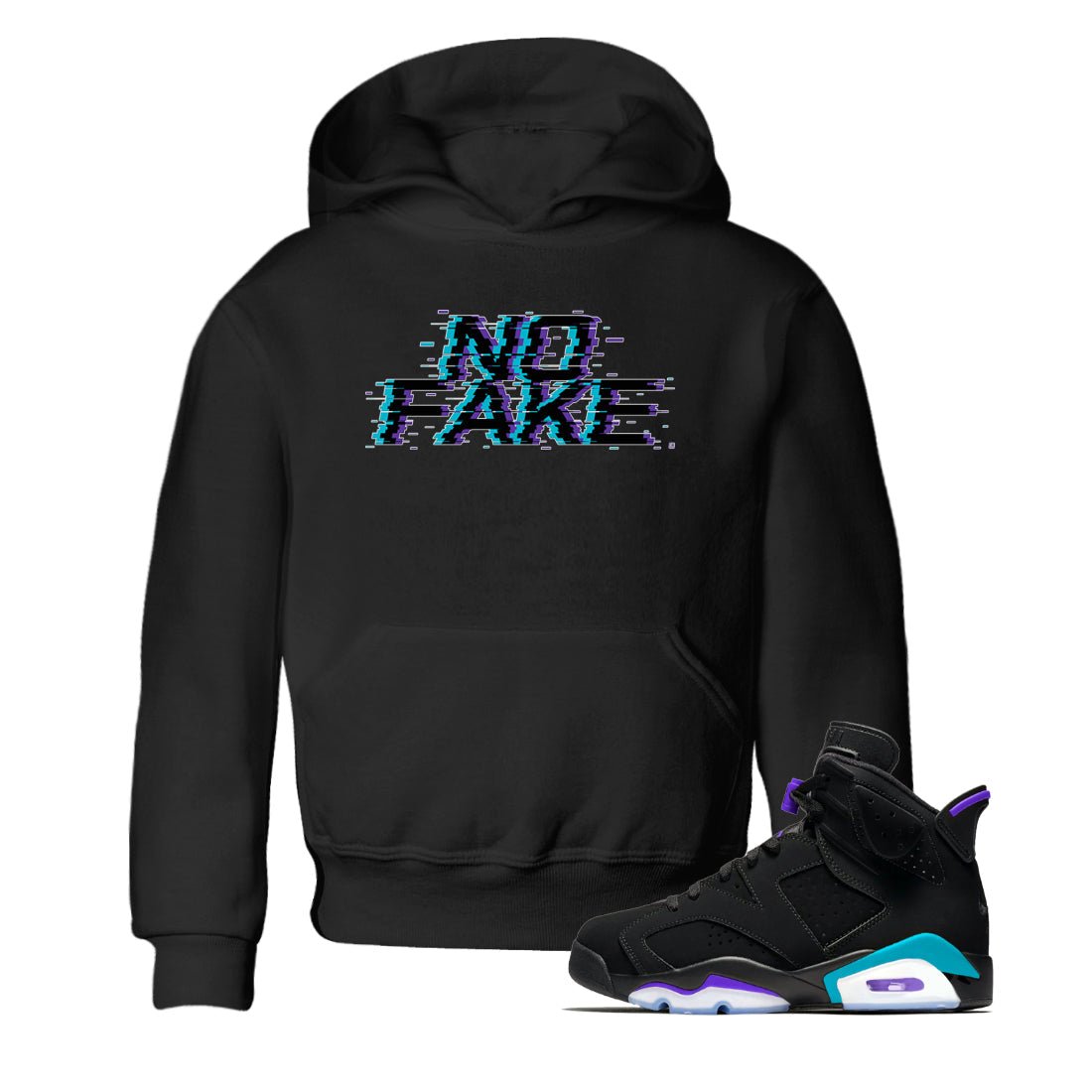 No Fake Glitch snkmatch Tee Kids - Air Jordan 6 Aqua