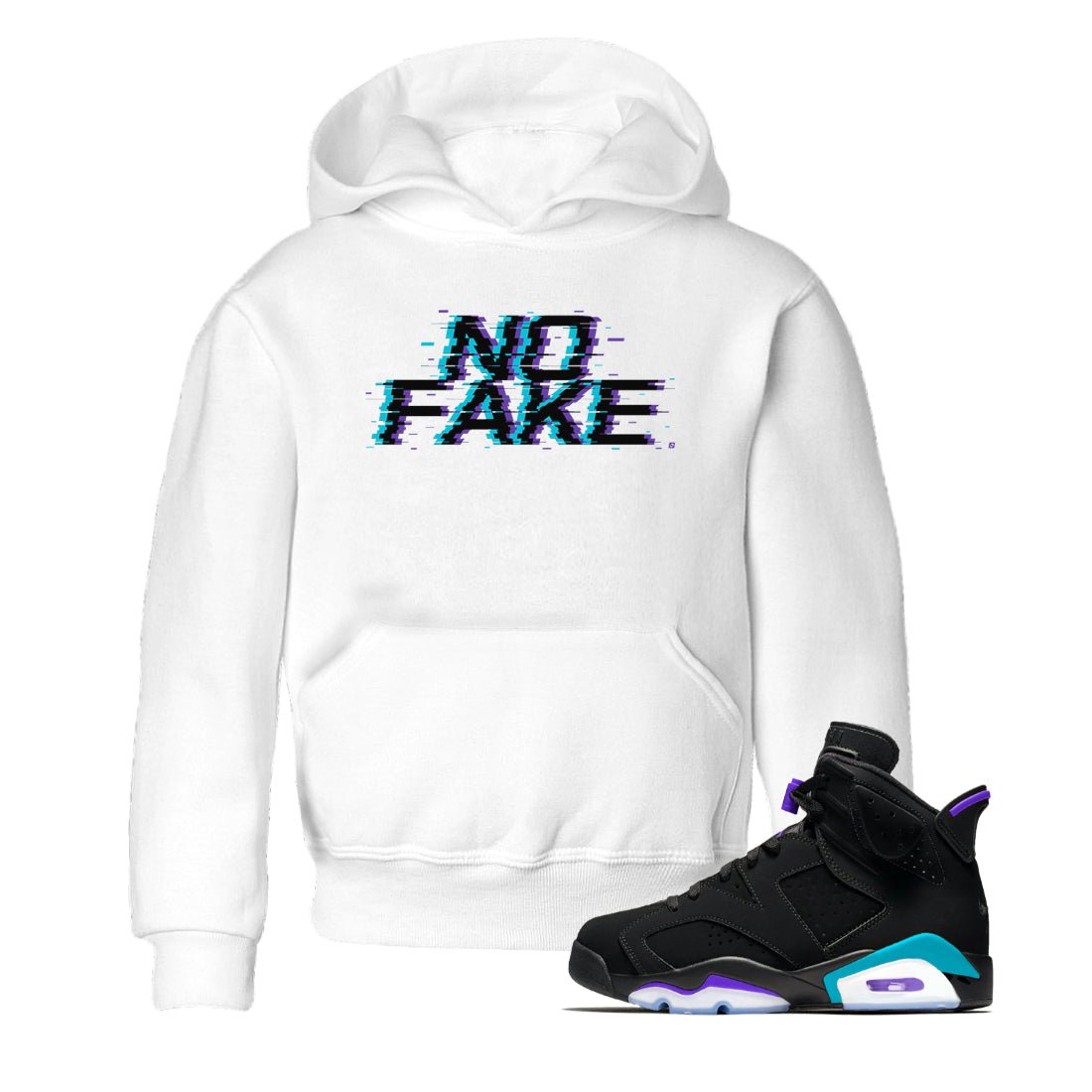 No Fake Glitch snkmatch Tee Kids - Air Jordan 6 Aqua