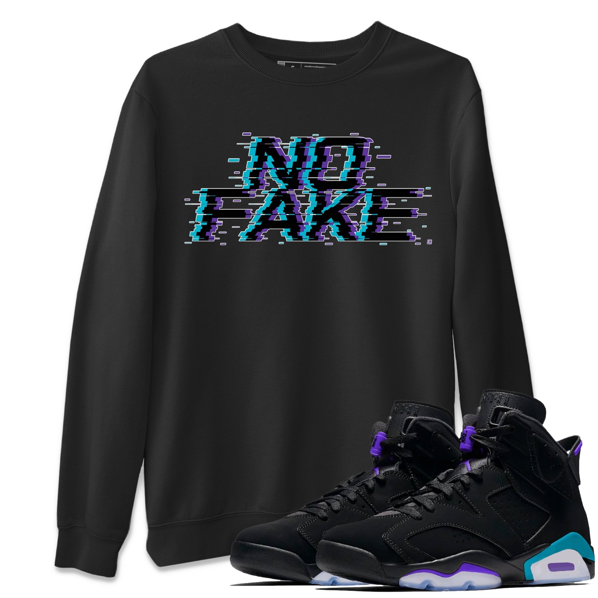 No Fake Glitch snkmatch Tee - Air Jordan 6 Aqua