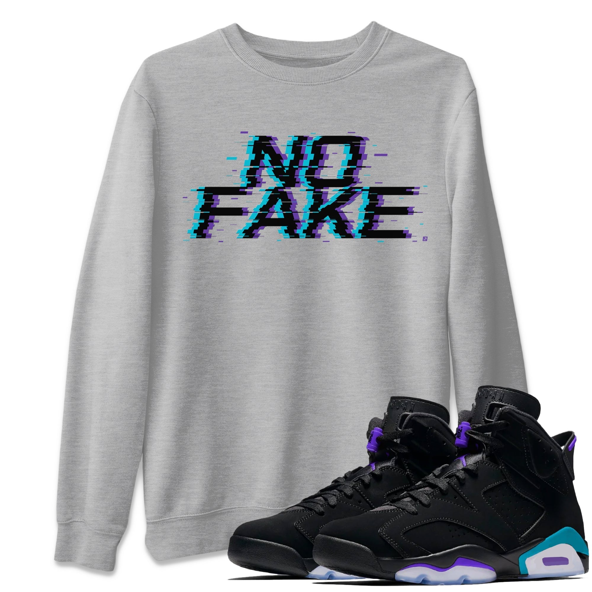 No Fake Glitch snkmatch Tee - Air Jordan 6 Aqua