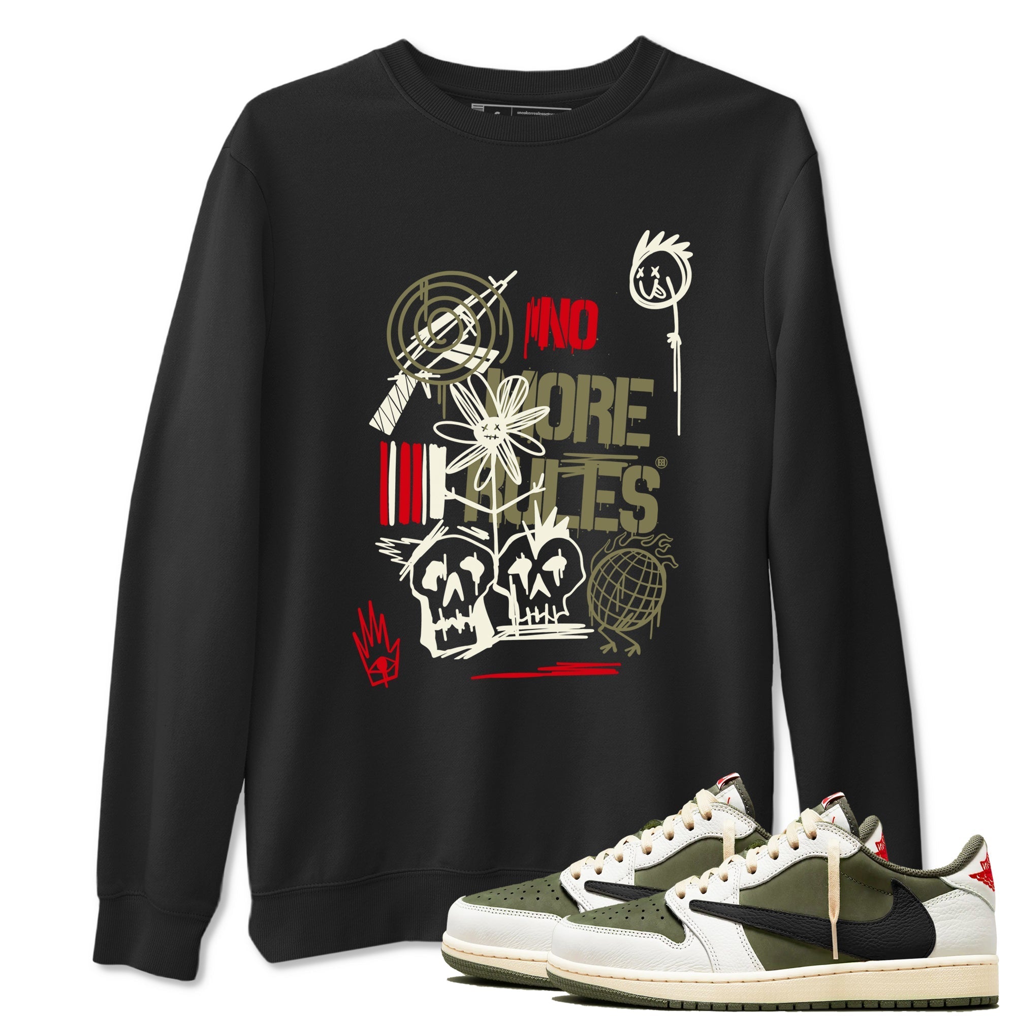No More Rules snkmatch Tees - Air Jordan 1 Travis Scott Medium Olive