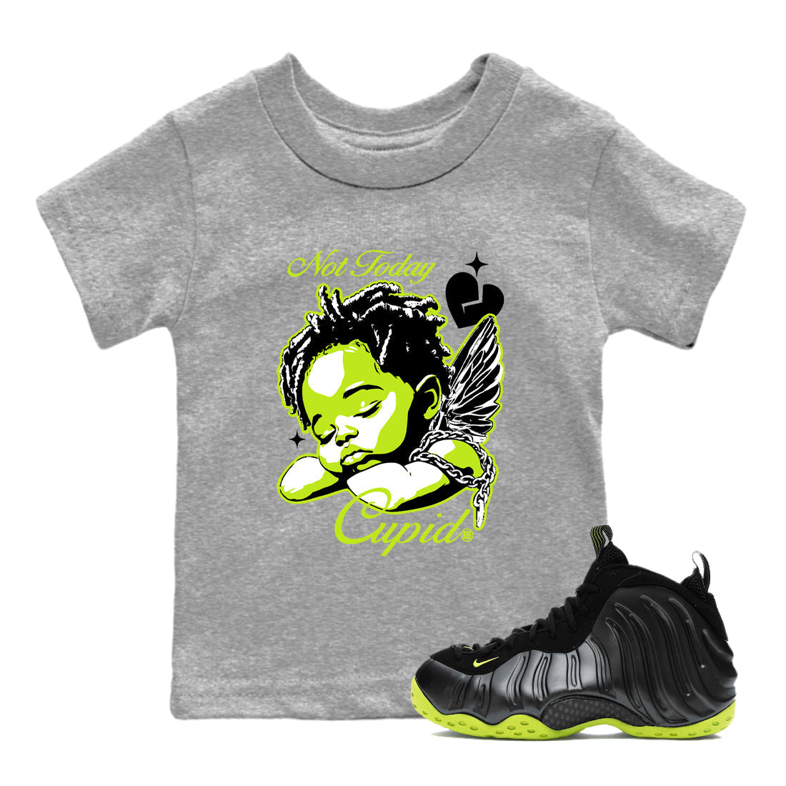 Not Today Cupid snkmatch Tees Kids - Air Foamposite One Black Volt