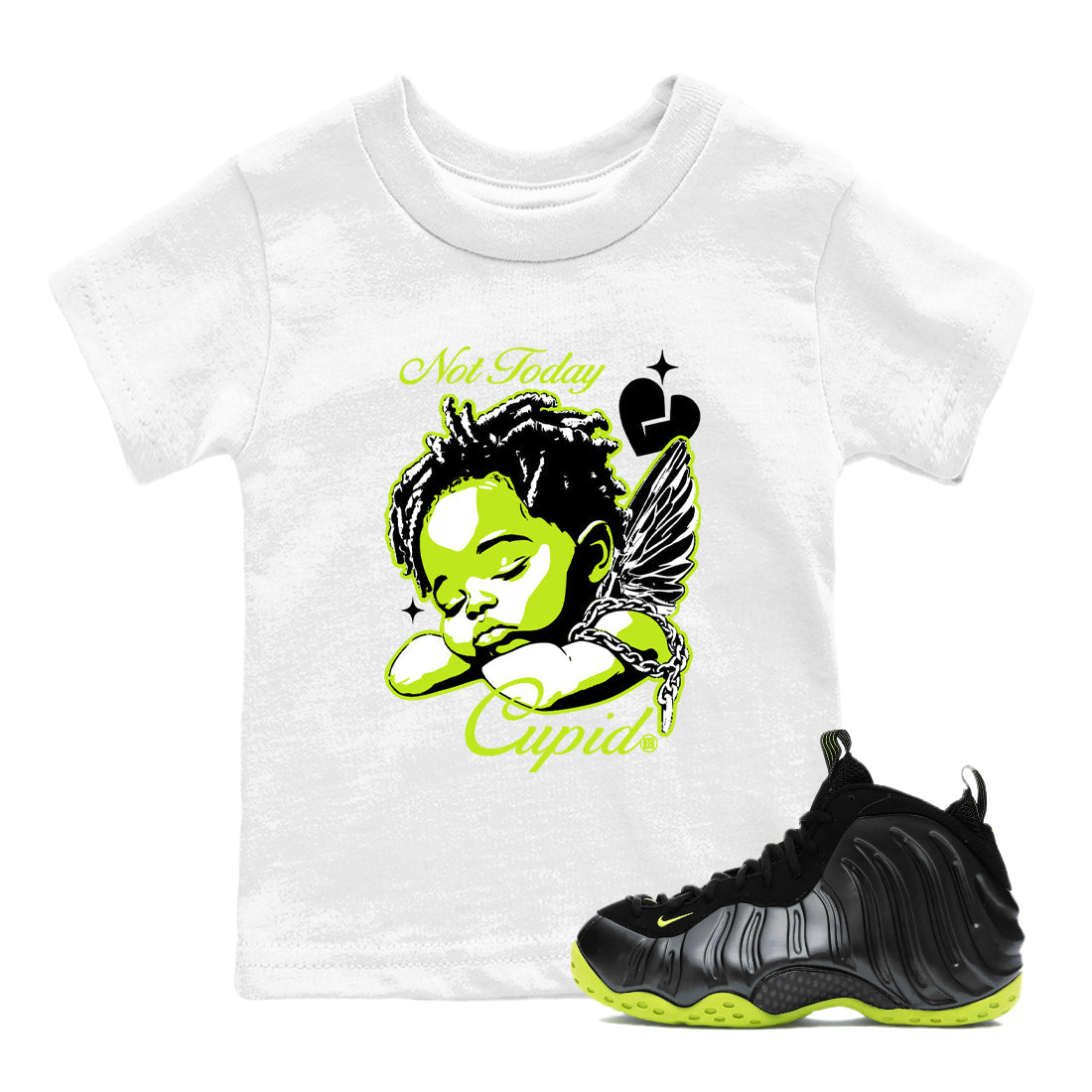 Not Today Cupid snkmatch Tees Kids - Air Foamposite One Black Volt