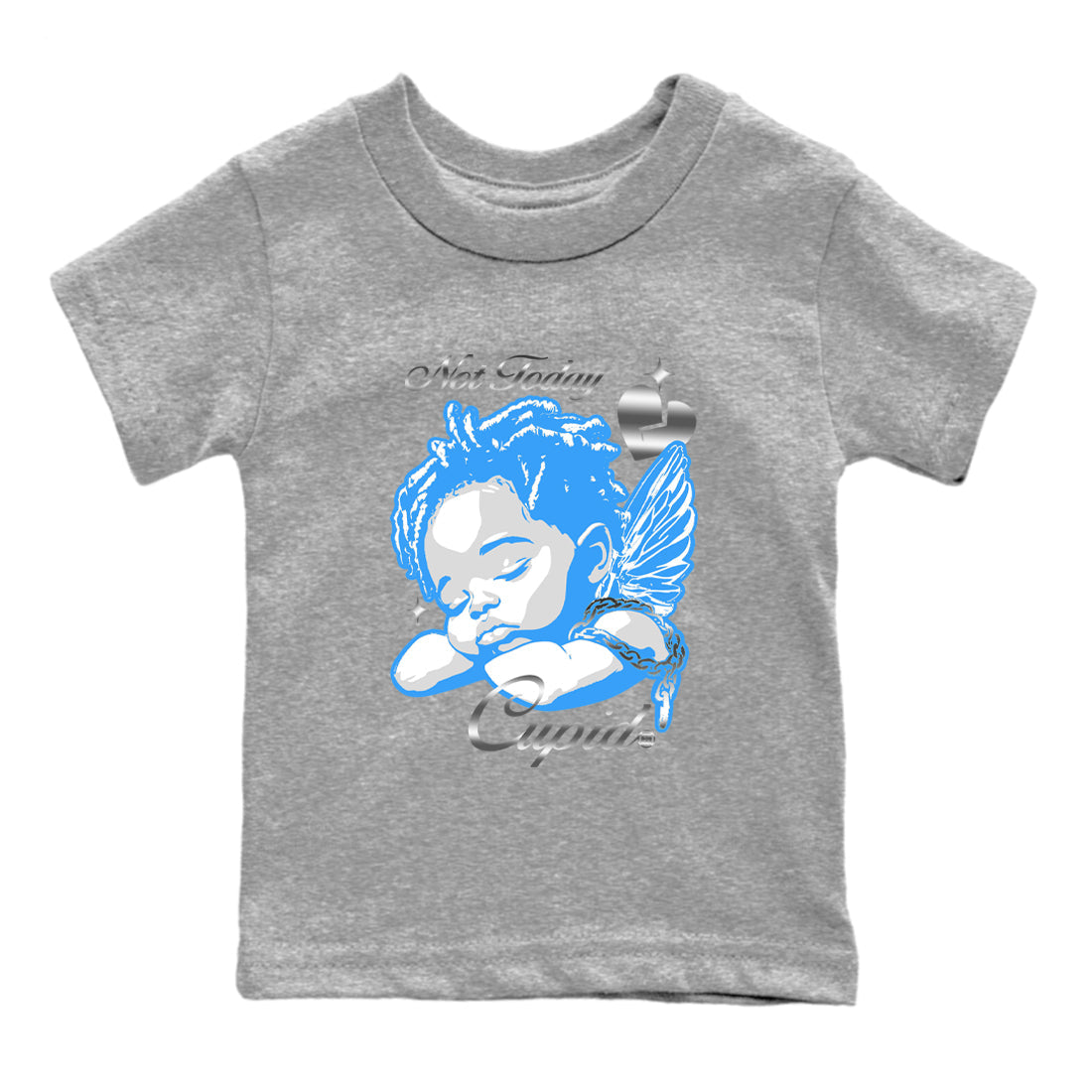 Not Today Cupid snkmatch Tees Kids - Air Jordan 12 White and University Blue