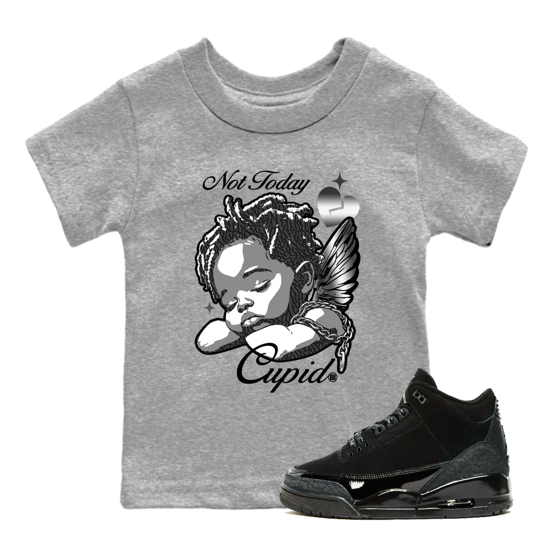 Not Today Cupid snkmatch Tees Kids - Air Jordan 3 Black Cat