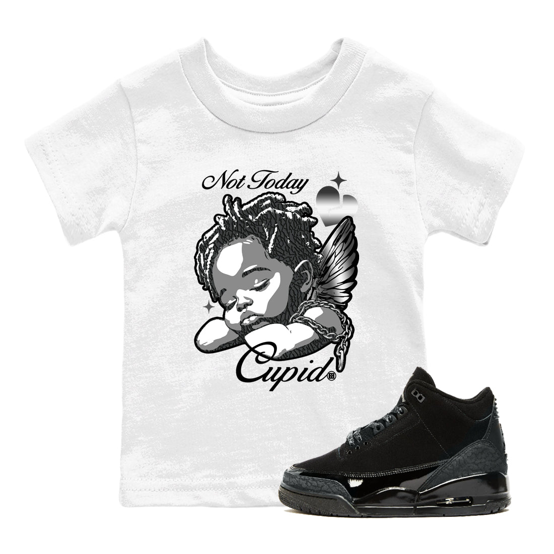 Not Today Cupid snkmatch Tees Kids - Air Jordan 3 Black Cat