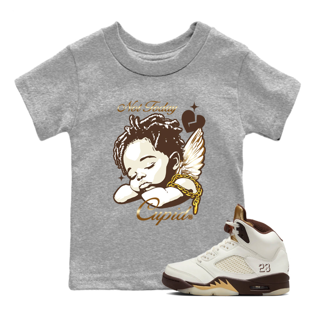 Not Today Cupid snkmatch Tees Kids - Air Jordan 5 Golden Ticket