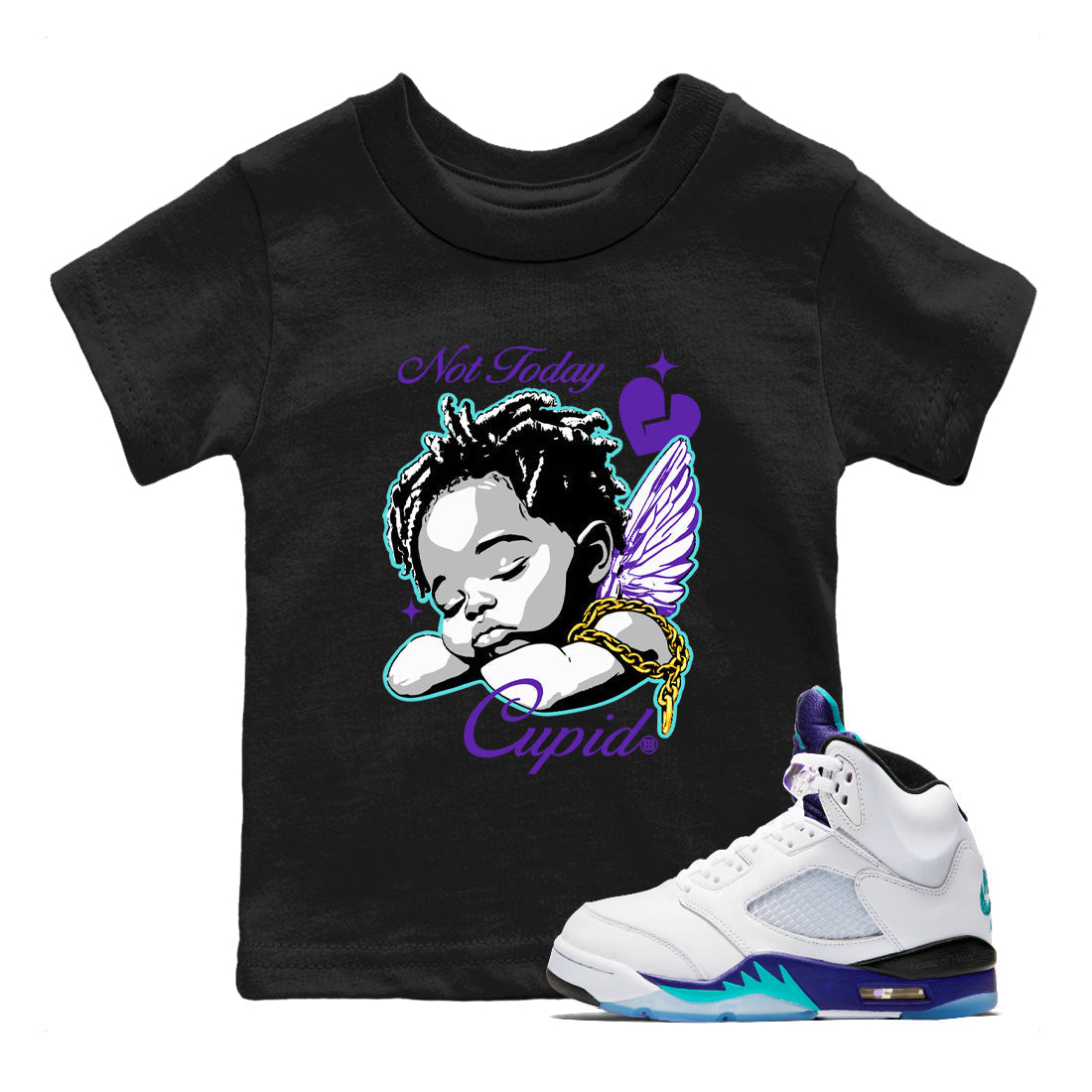 Not Today Cupid snkmatch Tees Kids - Air Jordan 5 Grape