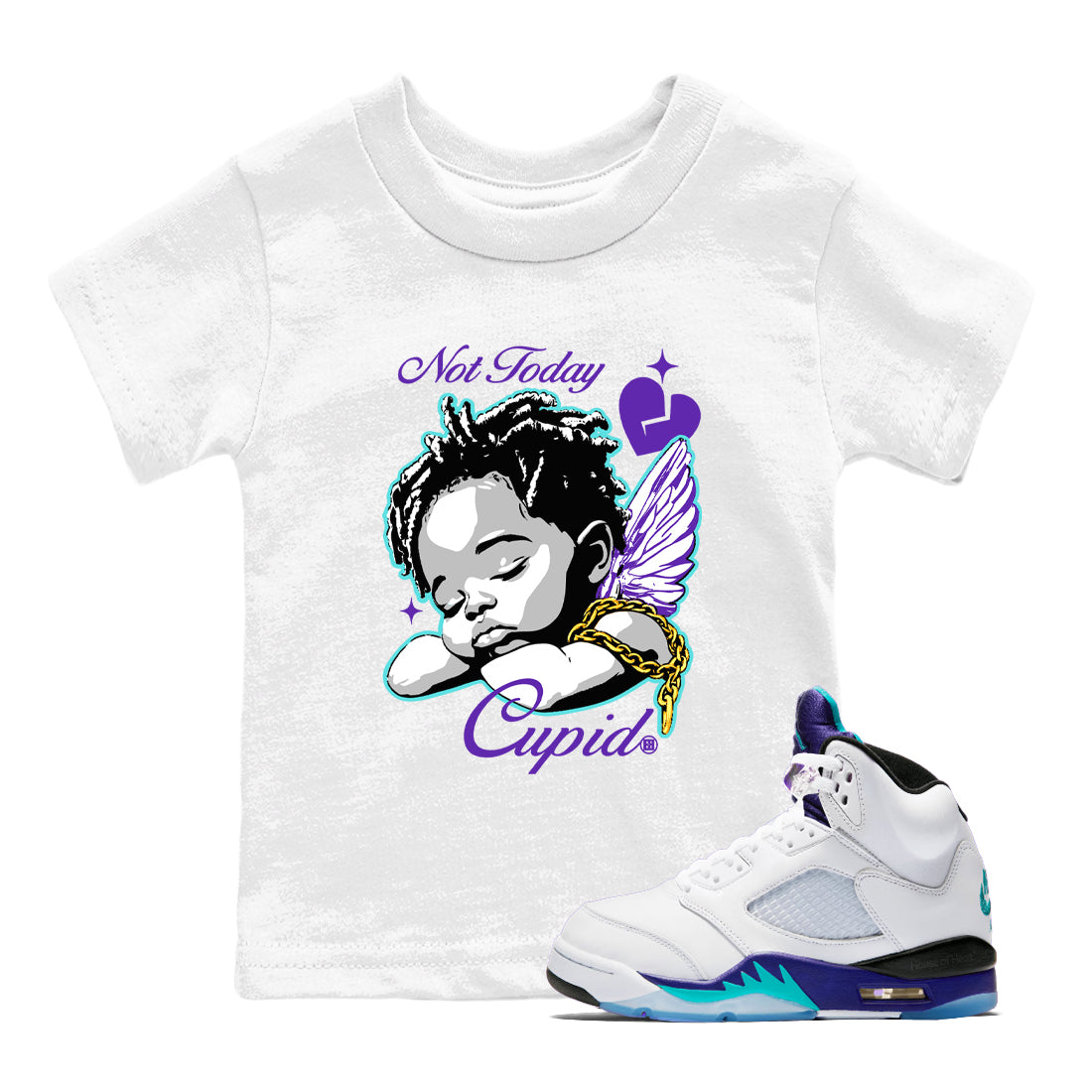 Not Today Cupid snkmatch Tees Kids - Air Jordan 5 Grape