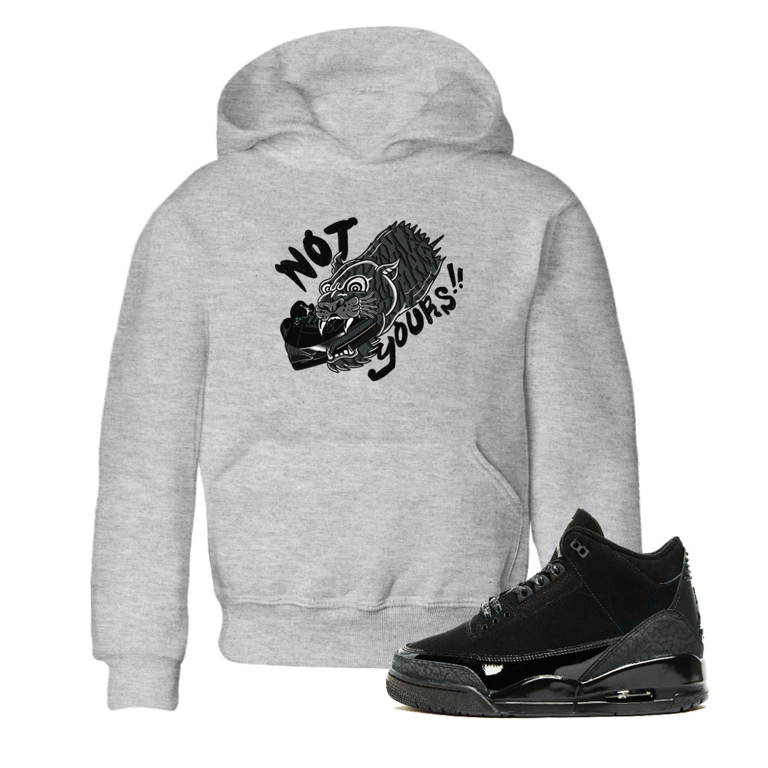 Not Yours snkmatch Tees Kids - Air Jordan 3 Black Cat