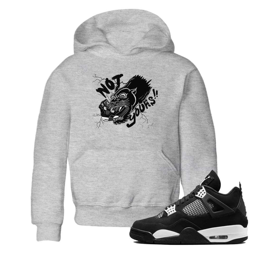 Not Yours snkmatch Tees Kids - Air Jordan 4 White Thunder