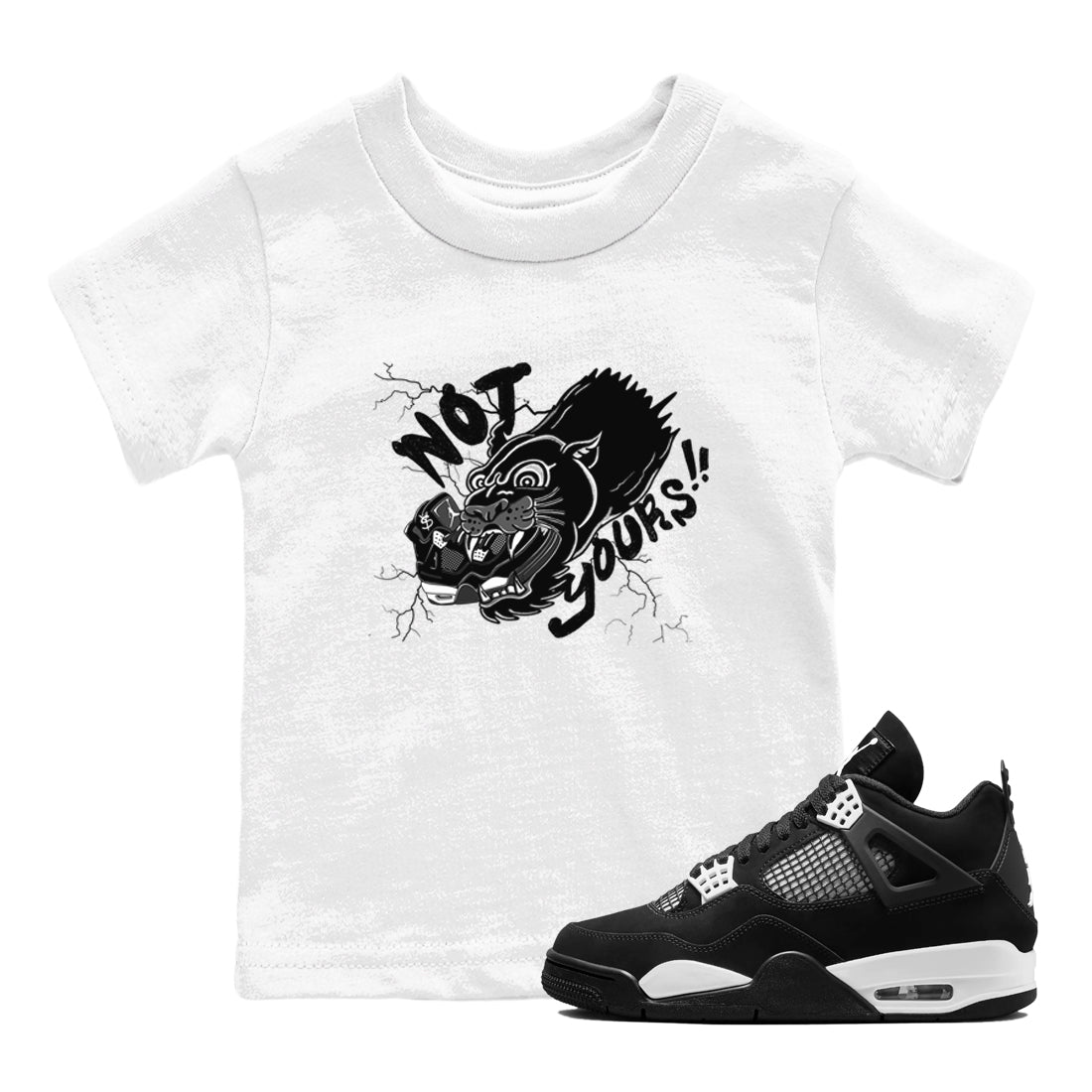 Not Yours snkmatch Tees Kids - Air Jordan 4 White Thunder