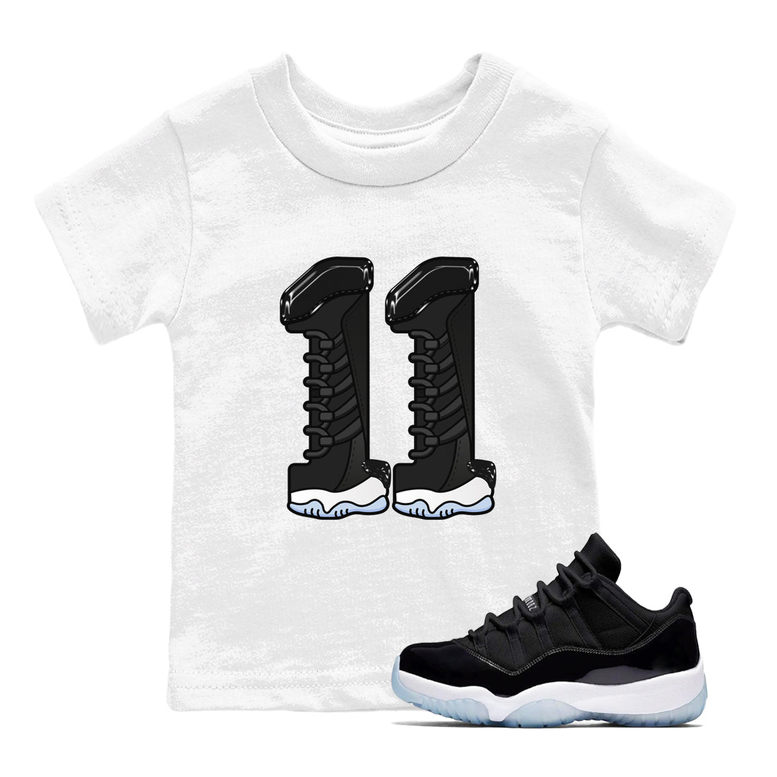 Number 11 snkmatch Tee Kids - Air Jordan 11 Black and Varsity Royal