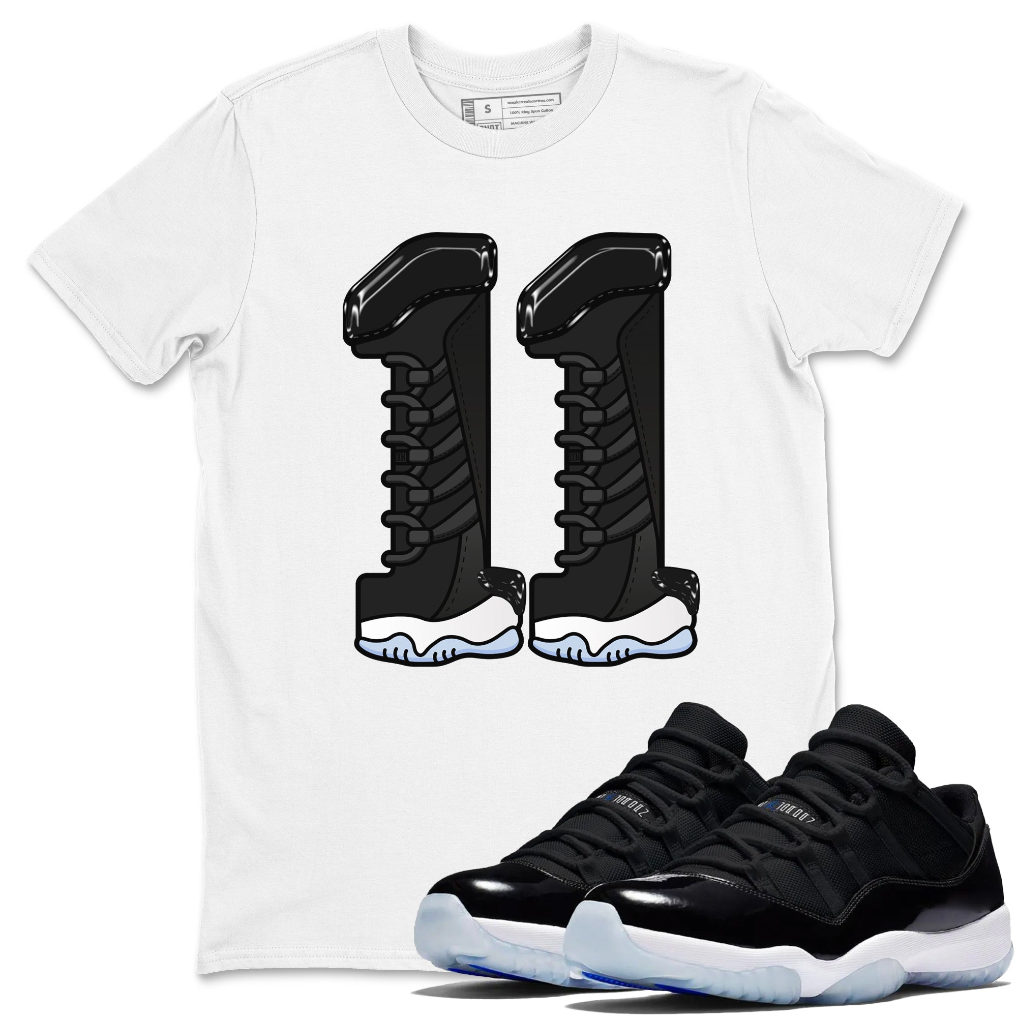 Number 11 snkmatch Tee - Air Jordan 11 Black and Varsity Royal