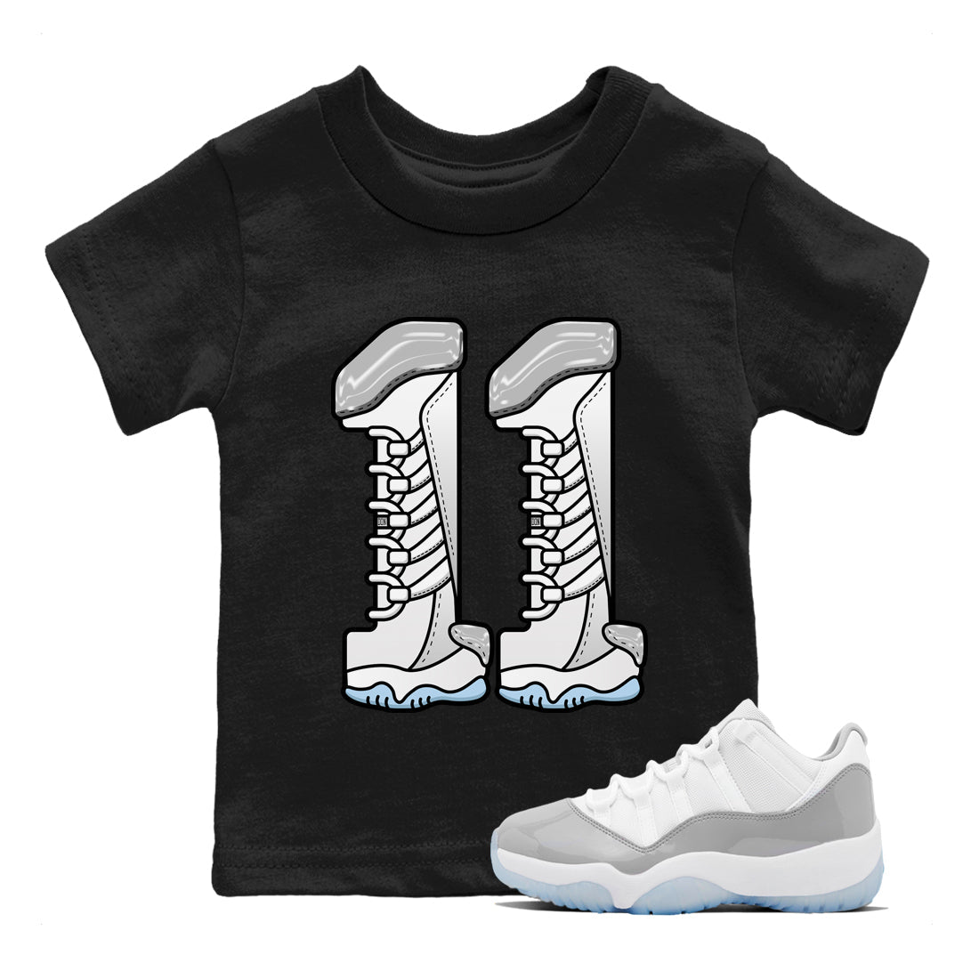 Number 11 Kids Tops - Air Jordan 11 White Cement