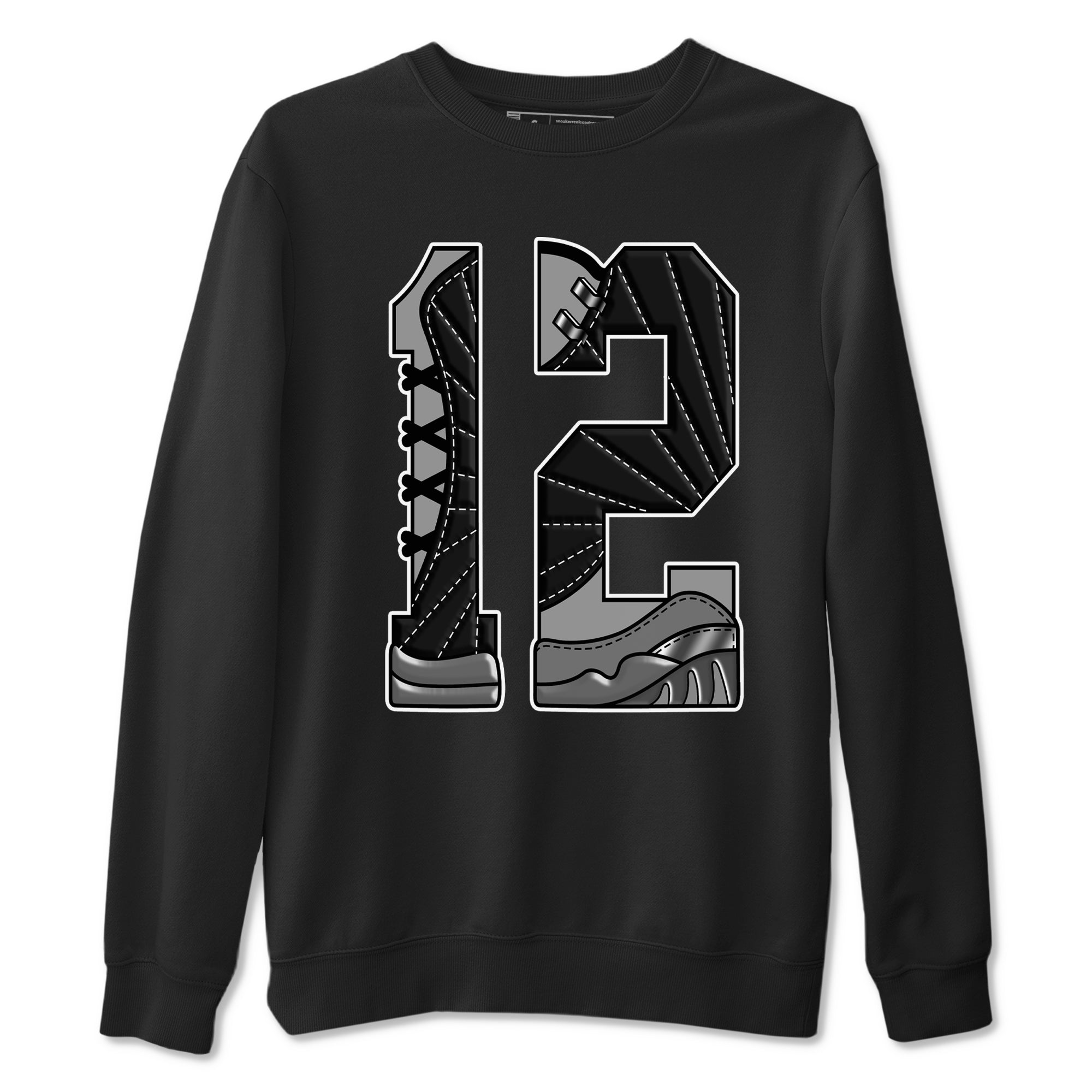 Number 12 snkmatch Tees - Air Jordan 12 Black Wolf Grey