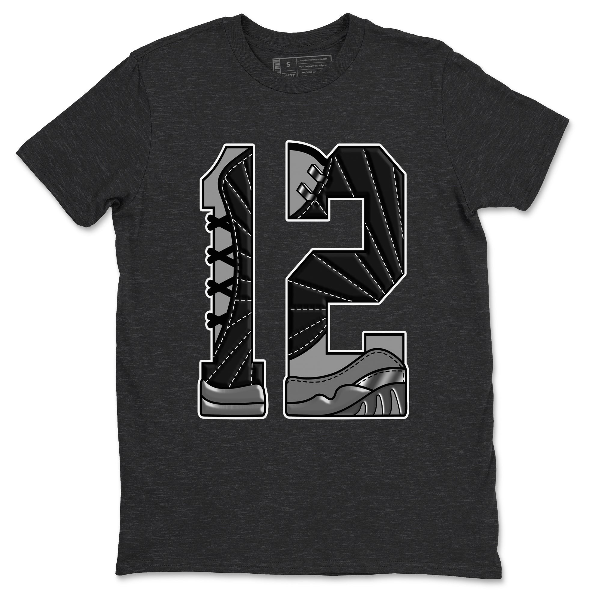 Number 12 snkmatch Tees - Air Jordan 12 Black Wolf Grey