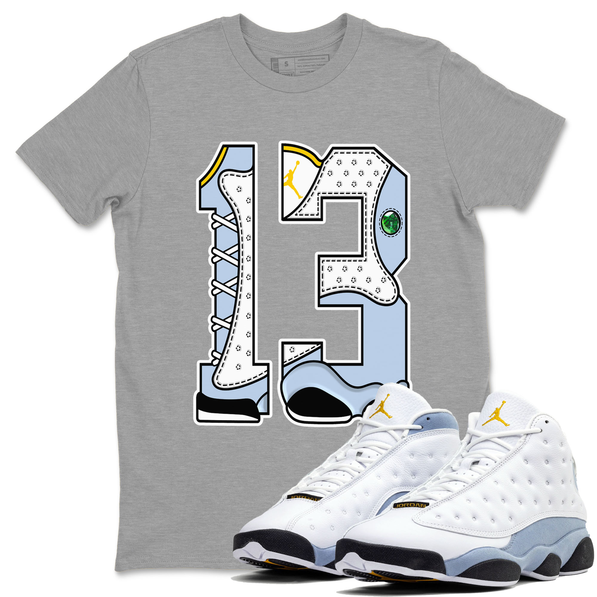 Number 13 snkmatch Tees - Air Jordan 13 Blue Grey