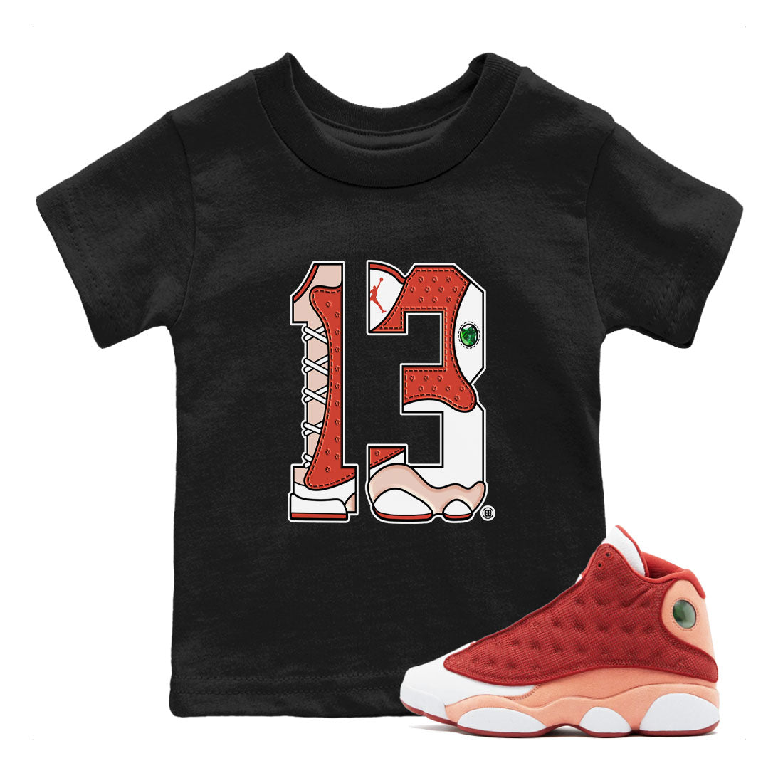 Number 13 snkmatch Tees Kids - Air Jordan 13 Dune Red