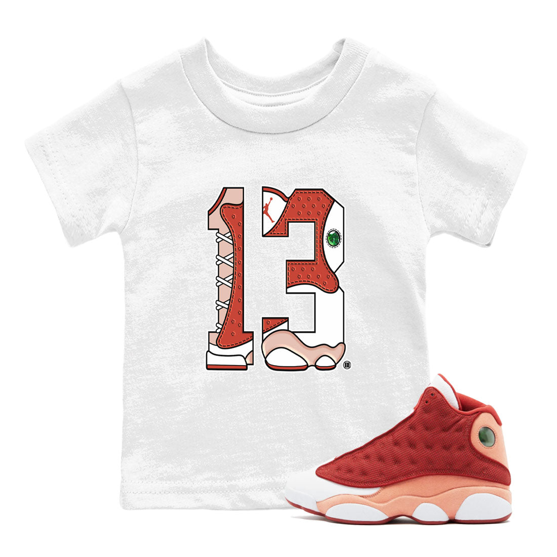 Number 13 snkmatch Tees Kids - Air Jordan 13 Dune Red