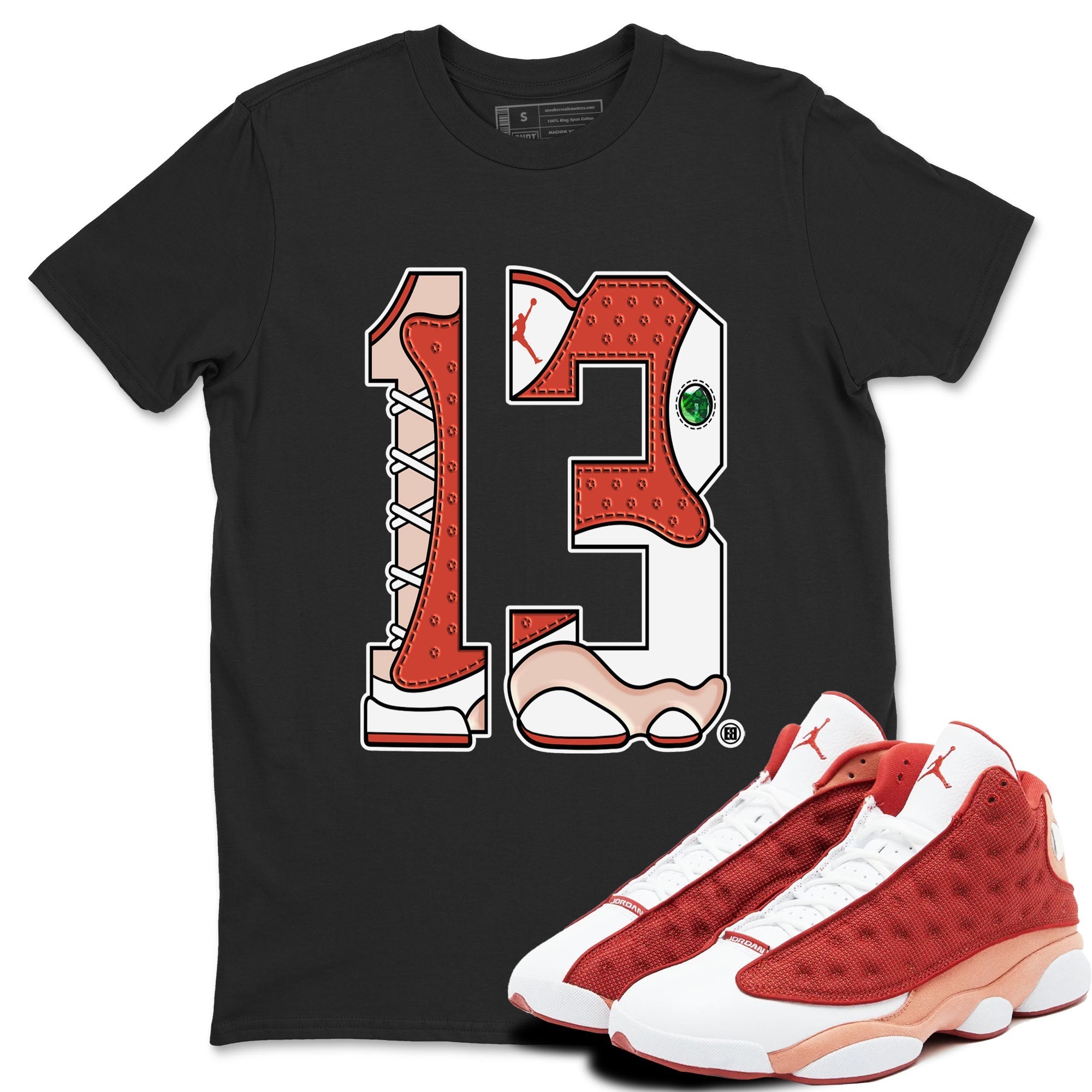 Number 13 snkmatch Tees - Air Jordan 13 Dune Red