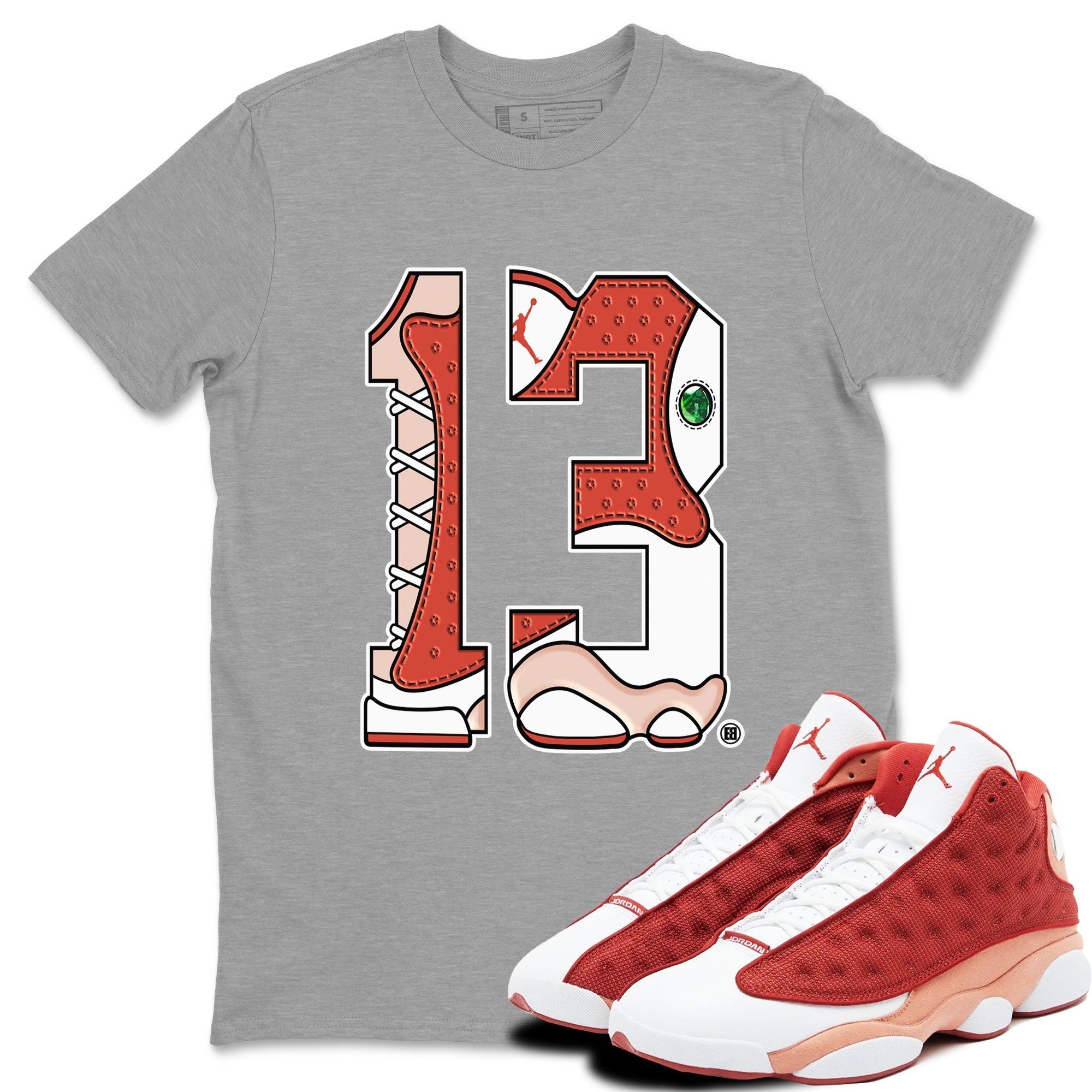 Number 13 snkmatch Tees - Air Jordan 13 Dune Red