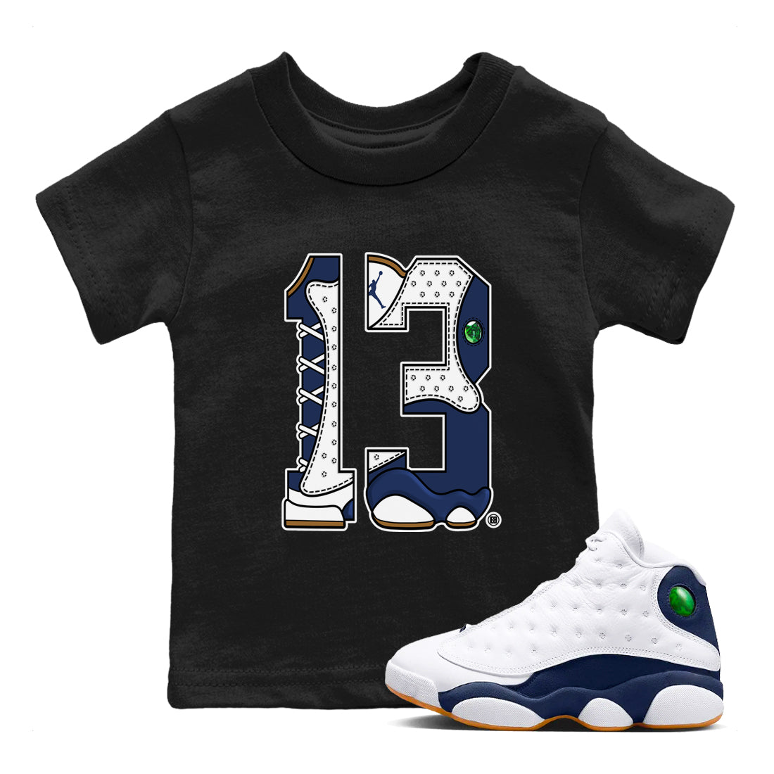 Number 13 snkmatch Tees Kids - Air Jordan 13 Midnight Navy