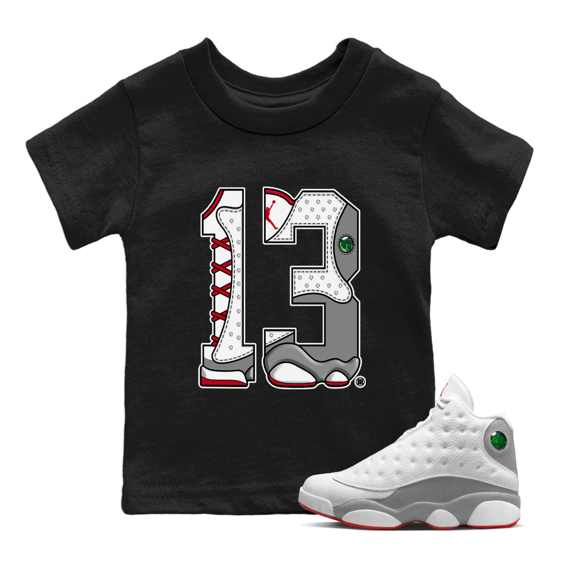 Number 13 Kids Tops - Air Jordan 13 Wolf Grey