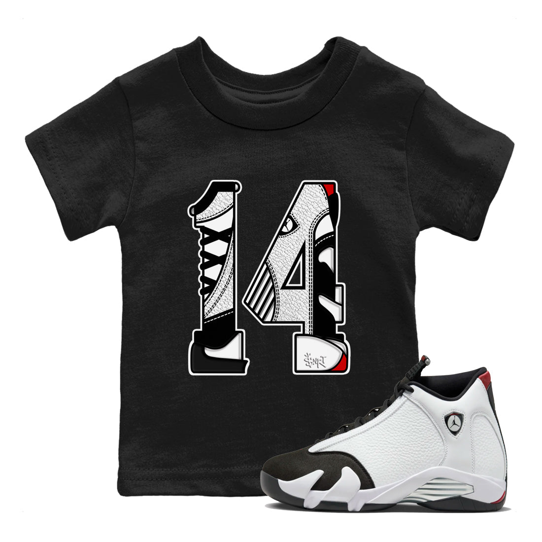 Number 14 snkmatch Tees Kids - Air Jordan 14 Black Toe