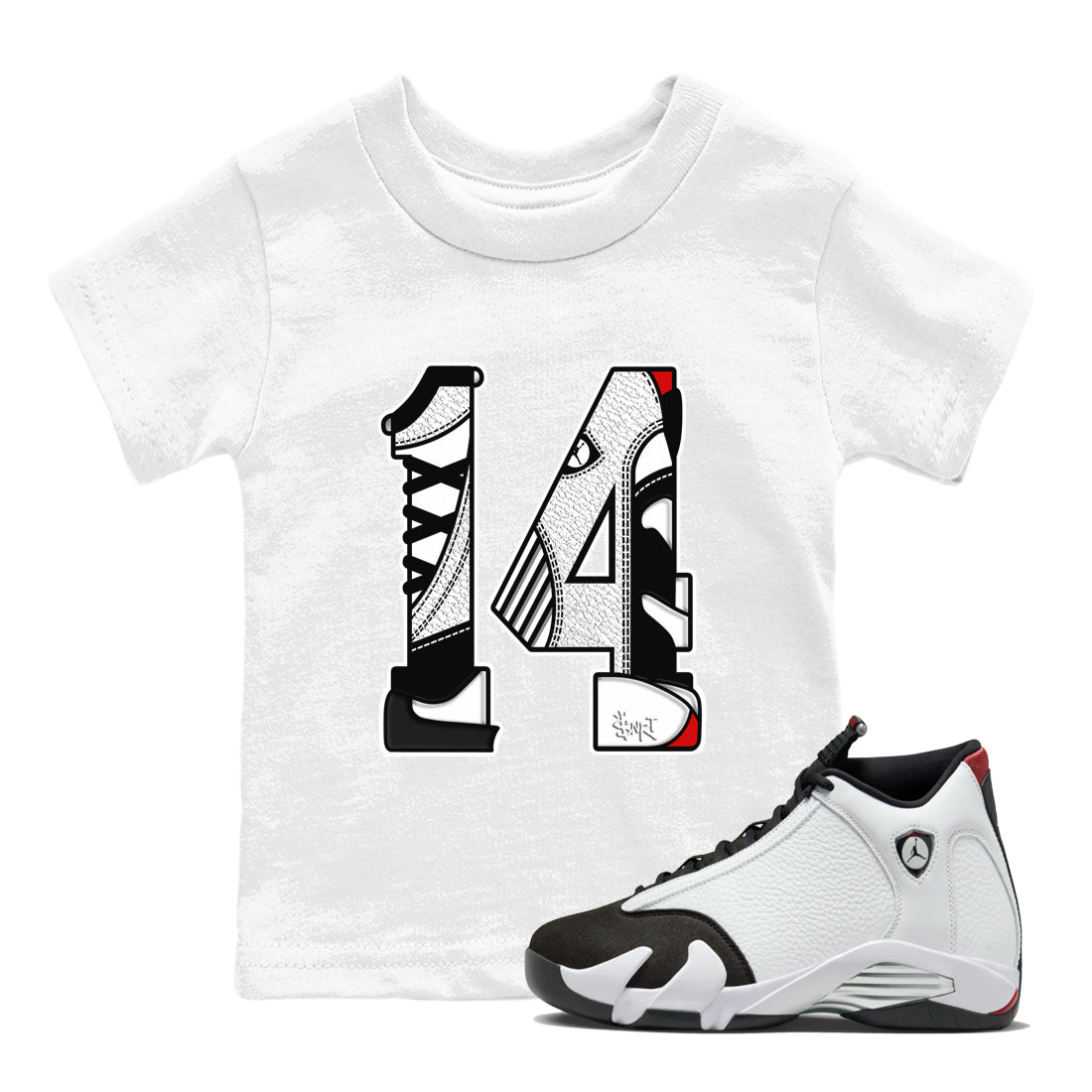 Number 14 snkmatch Tees Kids - Air Jordan 14 Black Toe