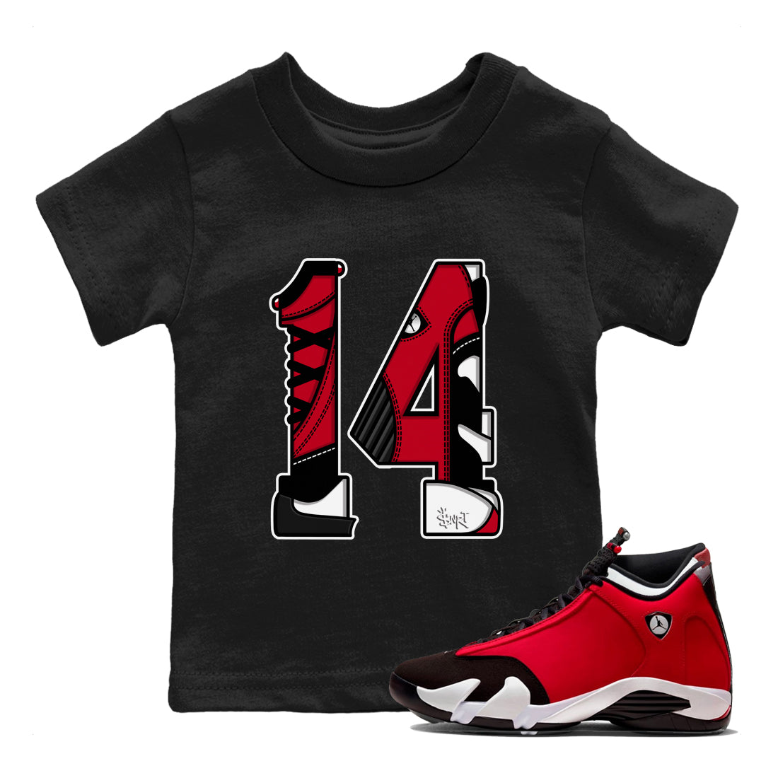Number 14 snkmatch Tees Kids - Air Jordan 14 Gym Red