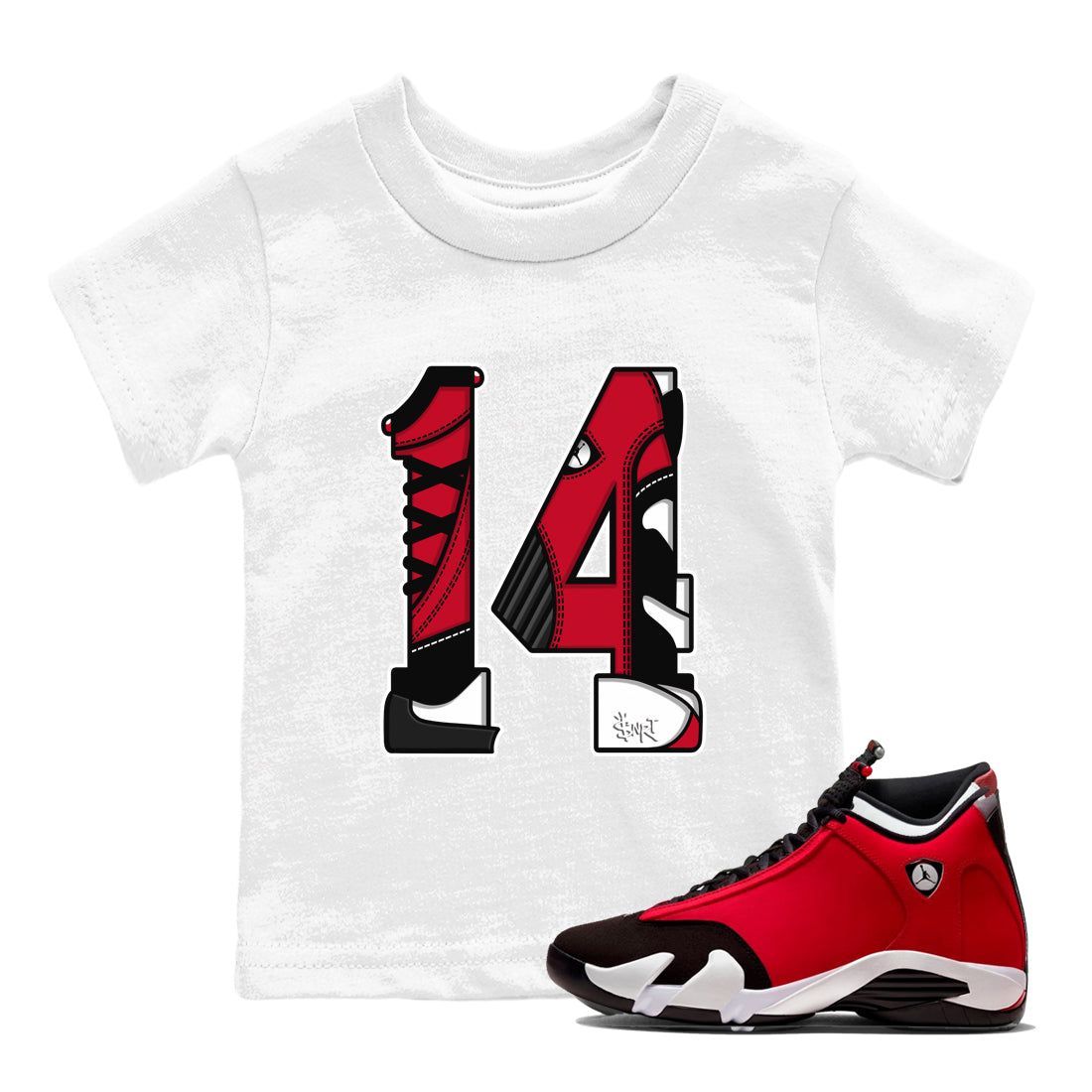 Number 14 snkmatch Tees Kids - Air Jordan 14 Gym Red