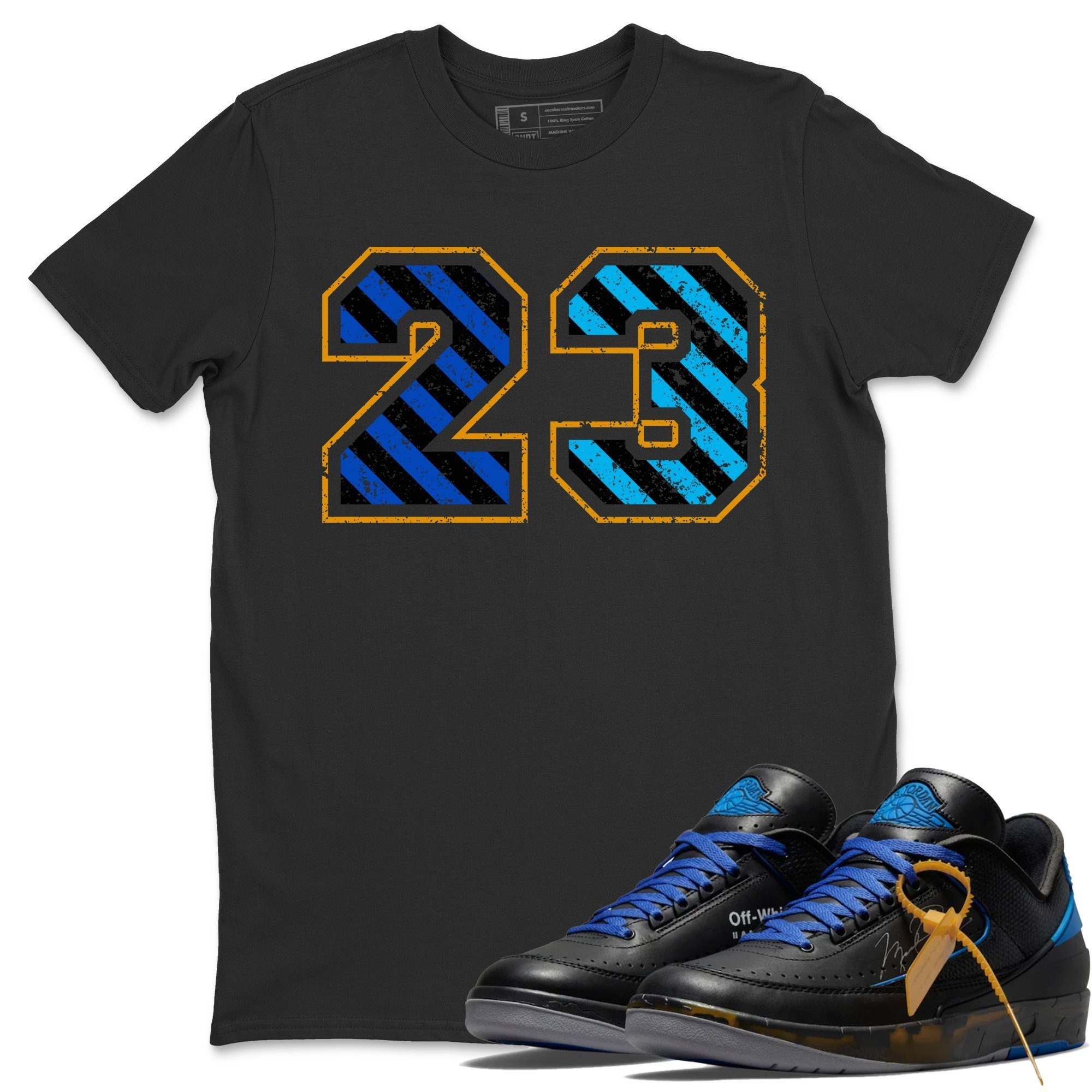 Number 23 Unisex Tops - Air Jordan 2 OFF-WHITE Black Blue