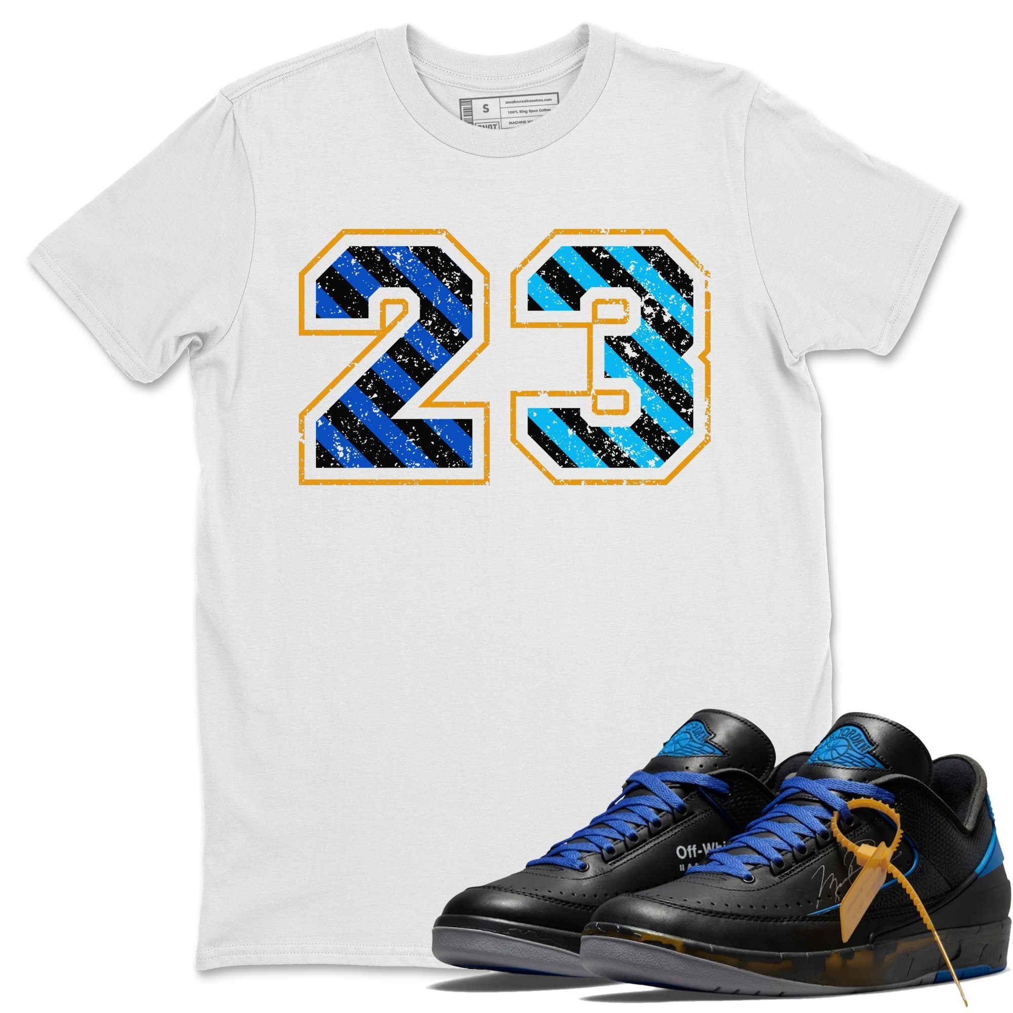 Number 23 Unisex Tops - Air Jordan 2 OFF-WHITE Black Blue