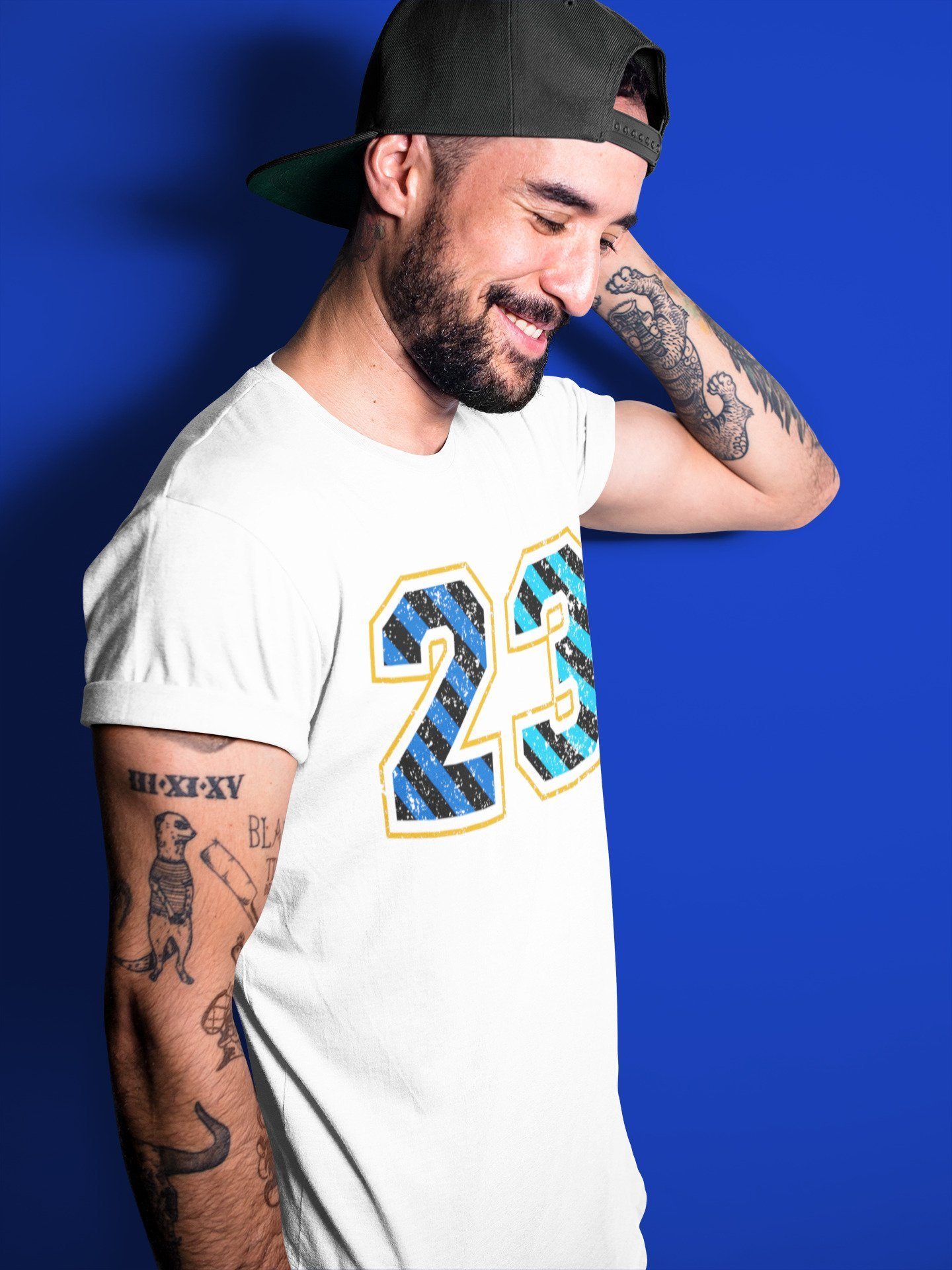 Number 23 Unisex Tops - Air Jordan 2 OFF-WHITE Black Blue