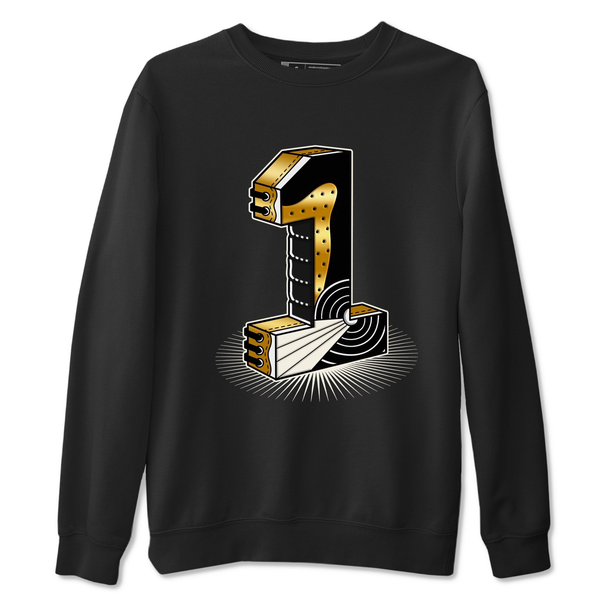 Number Statue snkmatch Tees - Air Jordan 1 Black Metallic Gold