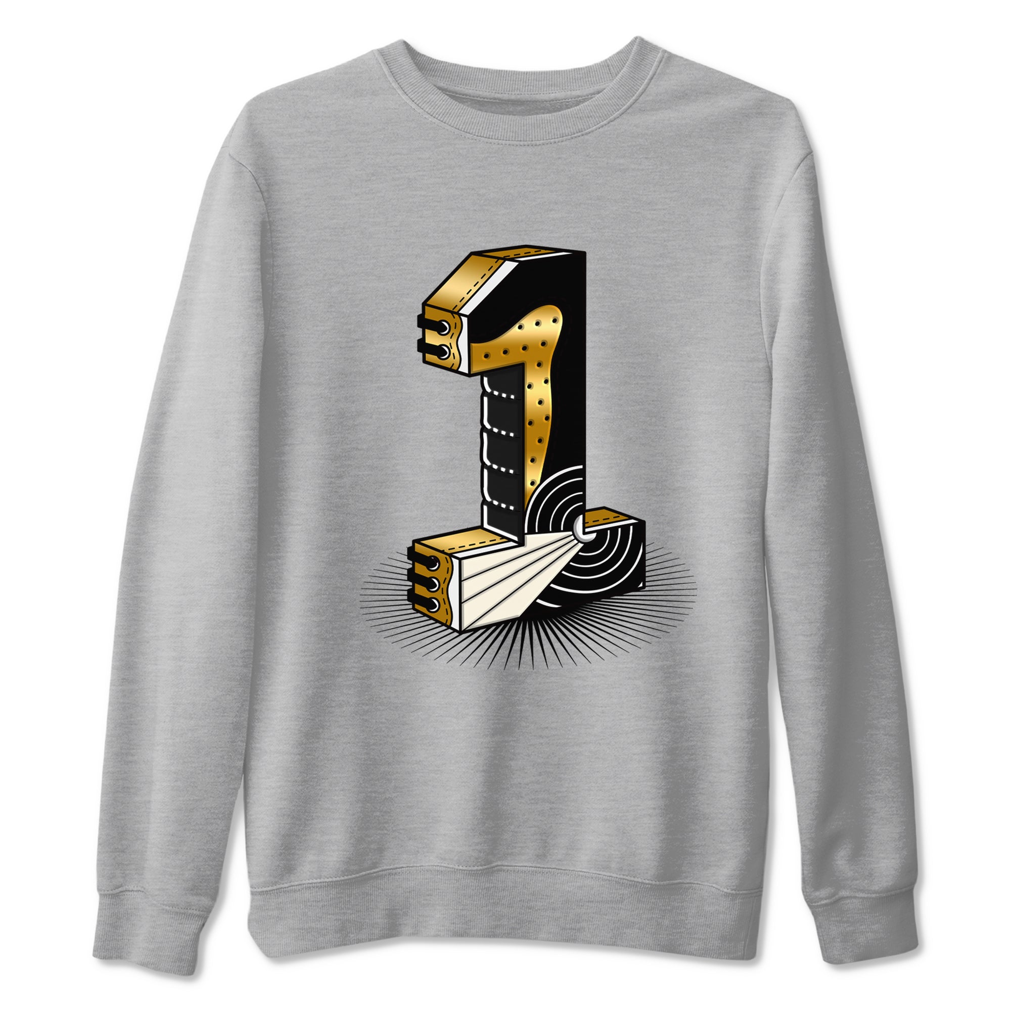 Number Statue snkmatch Tees - Air Jordan 1 Black Metallic Gold