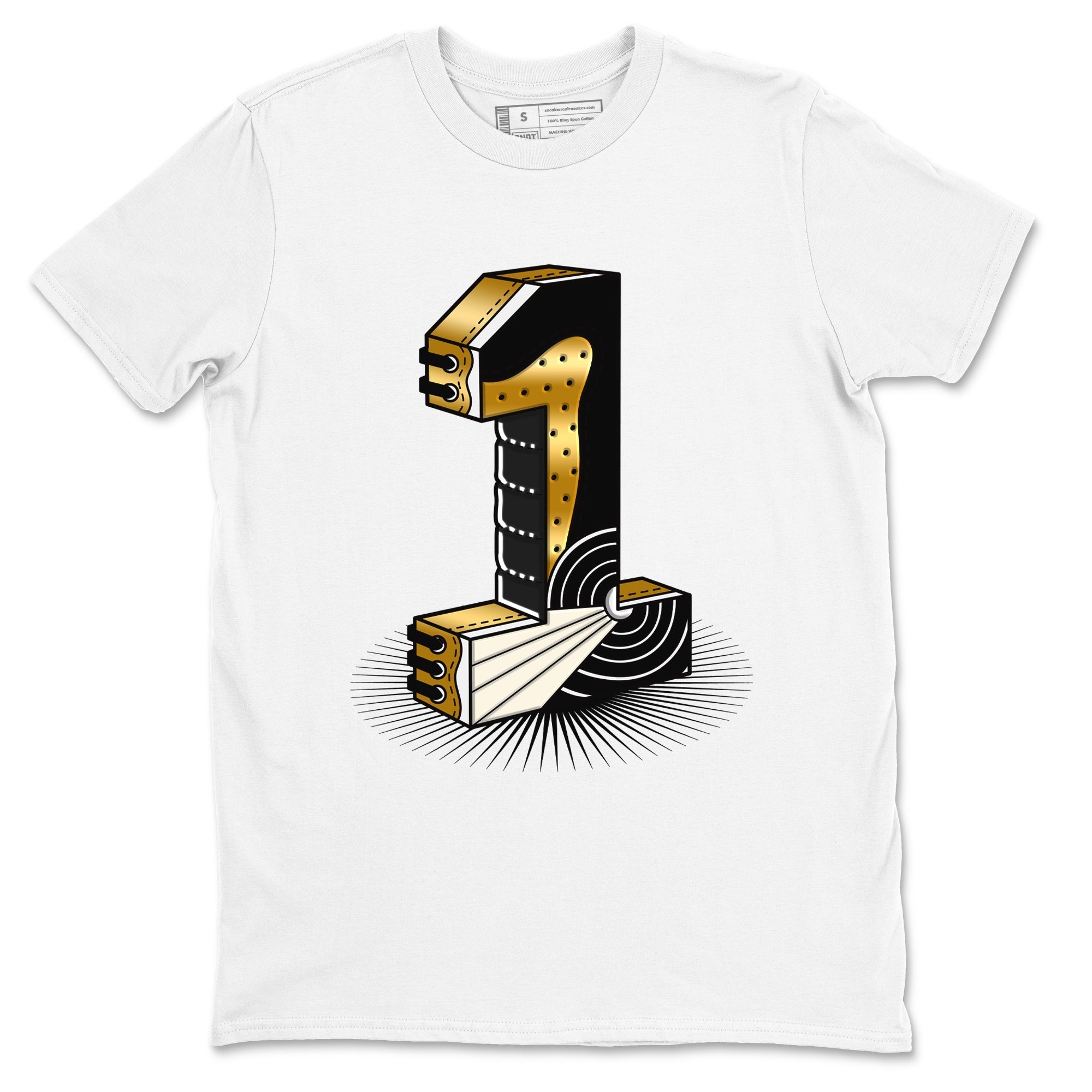 Number Statue snkmatch Tees - Air Jordan 1 Black Metallic Gold