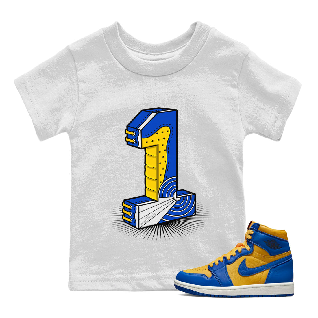 Number Statue Kids Tops - Air Jordan 1 Game Royal Varsity Maize