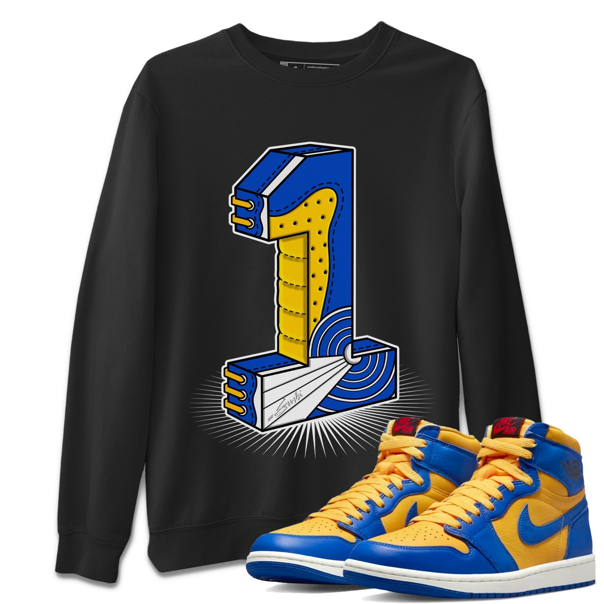 Number Statue Unisex Tops - Air Jordan 1 Game Royal Varsity Maize