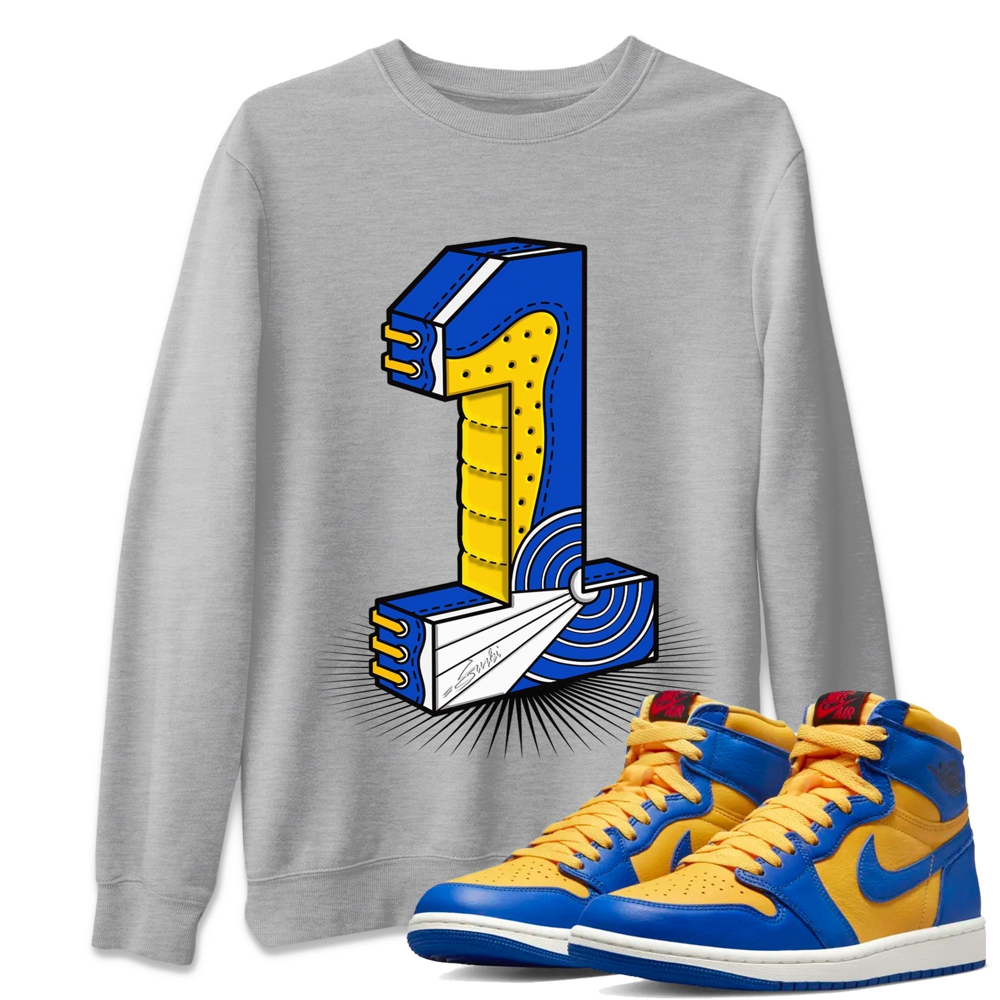 Number Statue Unisex Tops - Air Jordan 1 Game Royal Varsity Maize