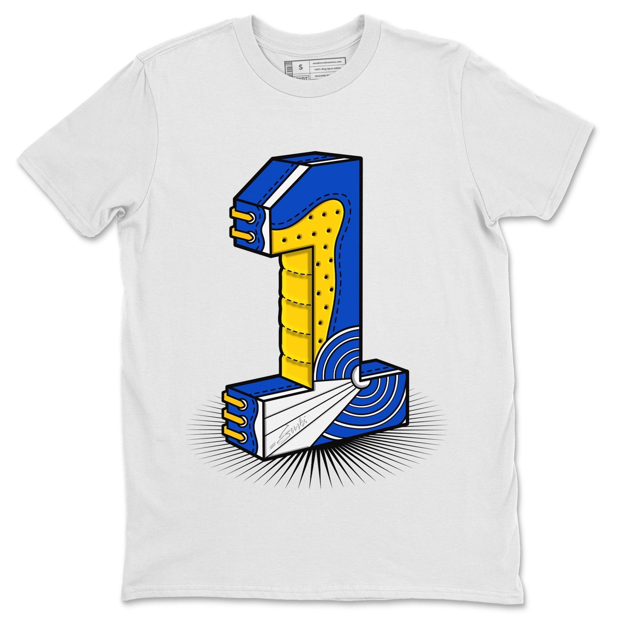 Number Statue Unisex Tops - Air Jordan 1 Game Royal Varsity Maize