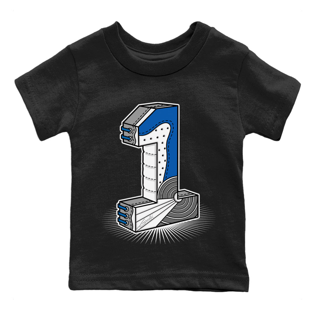 Number Statue Kids Tops - Air Jordan 1 True Blue
