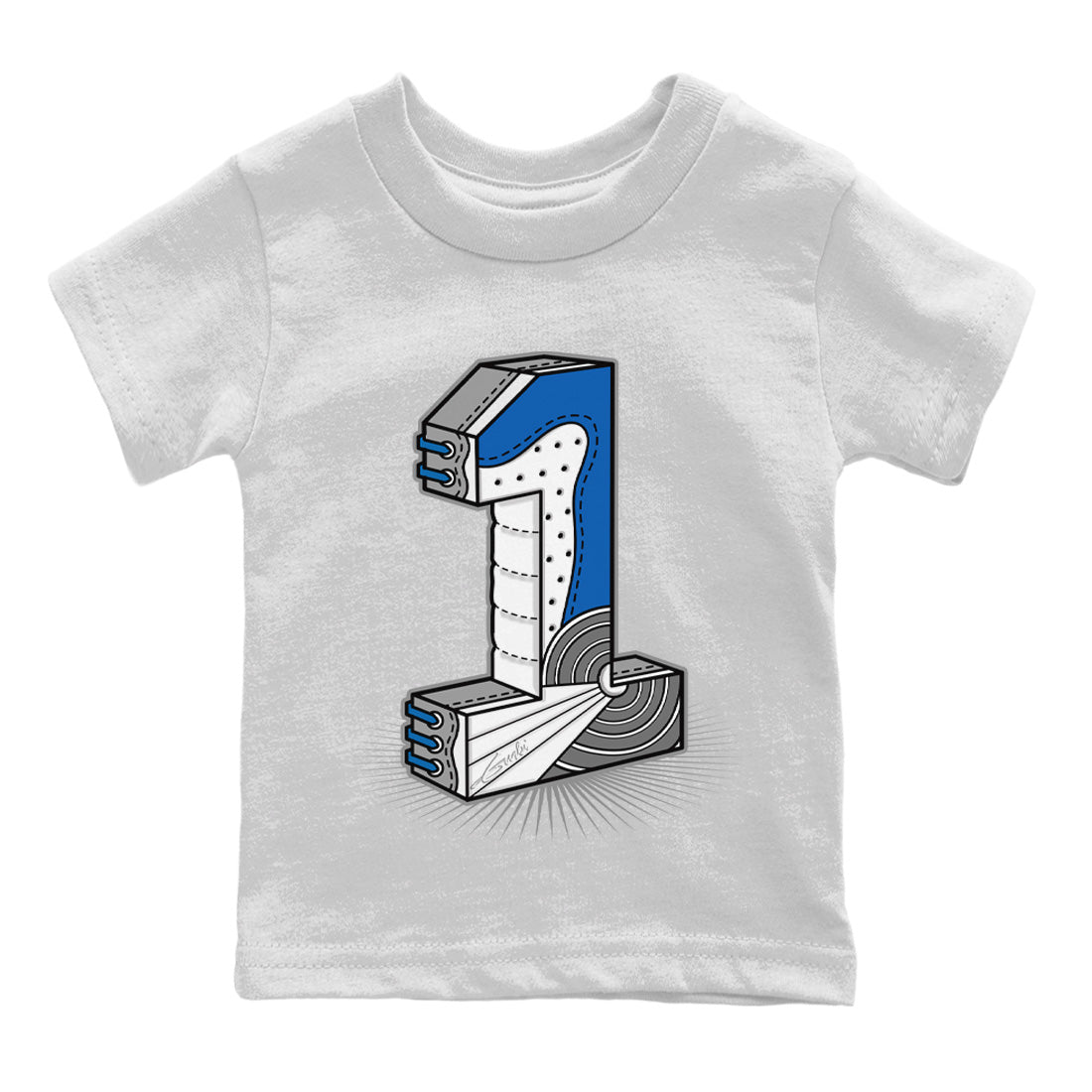 Number Statue Kids Tops - Air Jordan 1 True Blue