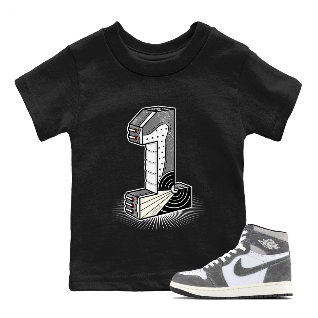 Number Statue Kids Tops - Air Jordan 1 Washed Heritage
