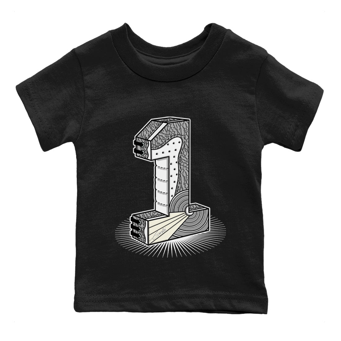 Number Statue Kids Tops - Air Jordan 1 White Cement