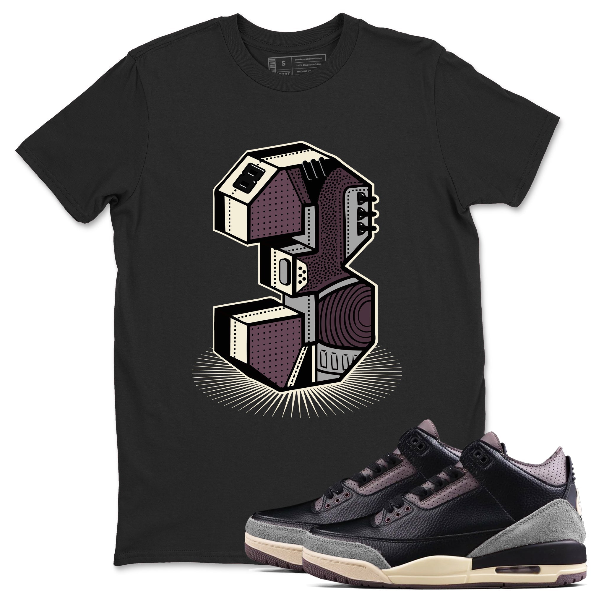 Number Statue snkmatch Tees - Air Jordan 3 A Ma Maniere x Black