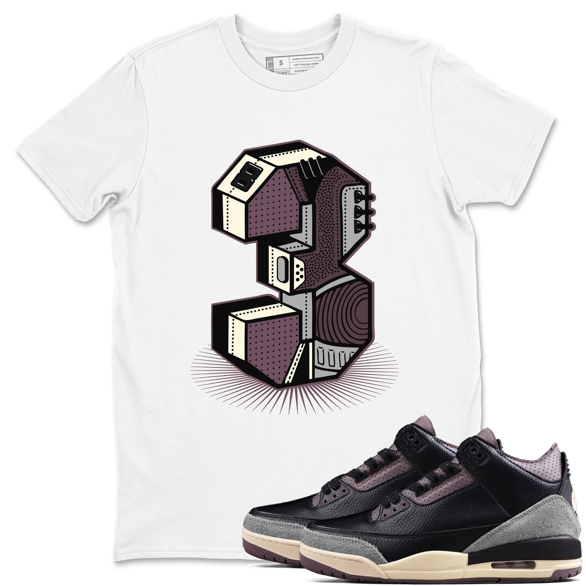 Number Statue snkmatch Tees - Air Jordan 3 A Ma Maniere x Black